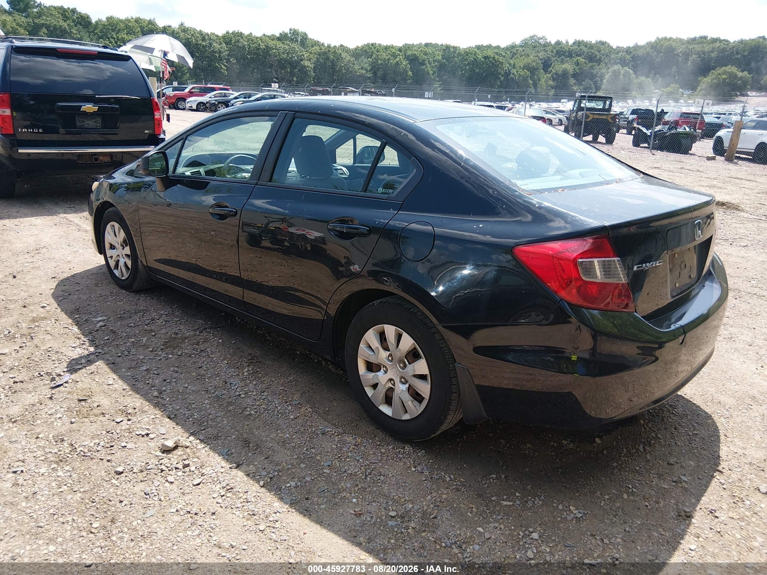 2012 Honda Civic Lx Black vin: 19XFB2F50CE078843