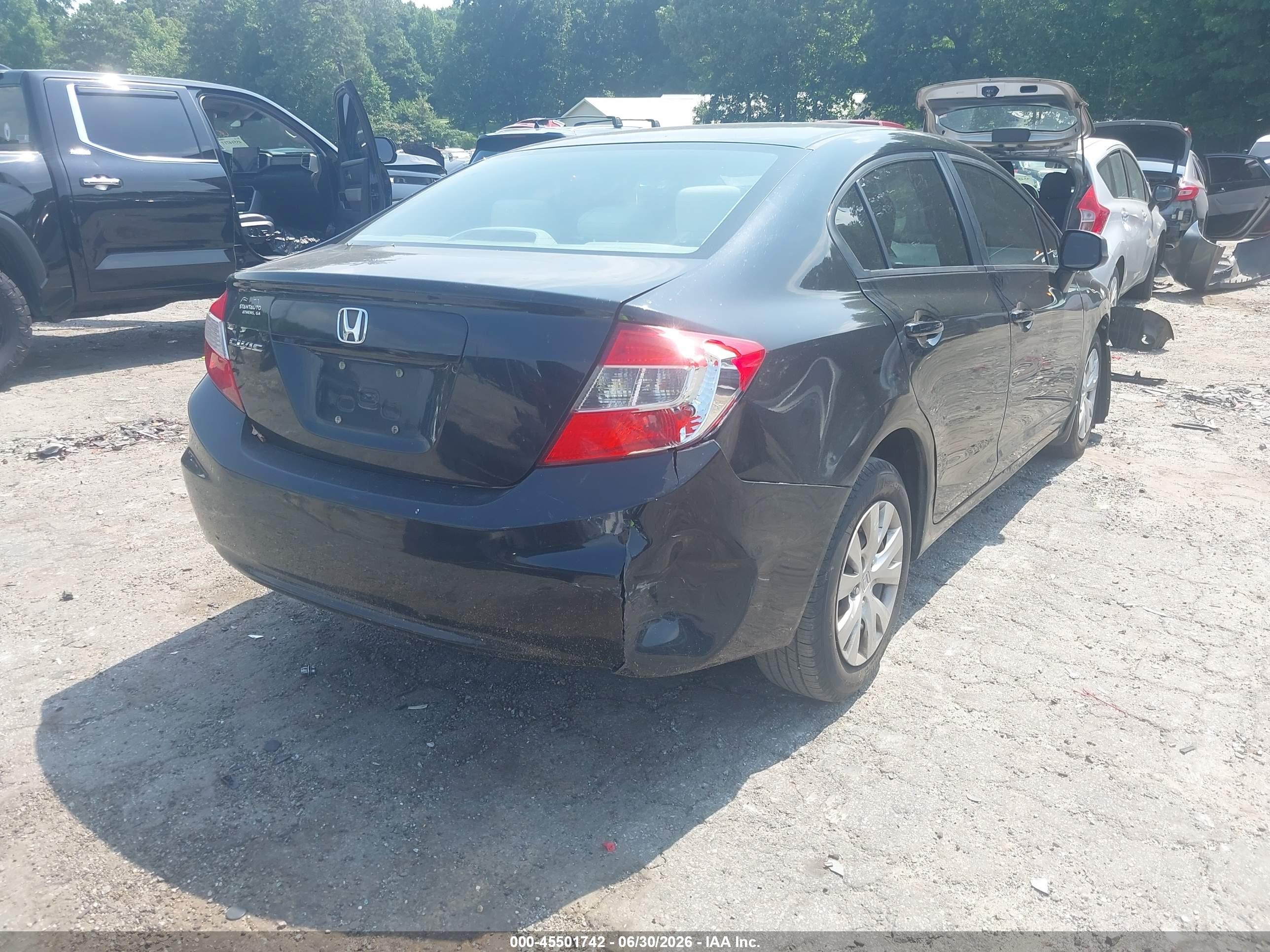 2012 Honda Civic Lx Черный vin: 19XFB2F50CE093178