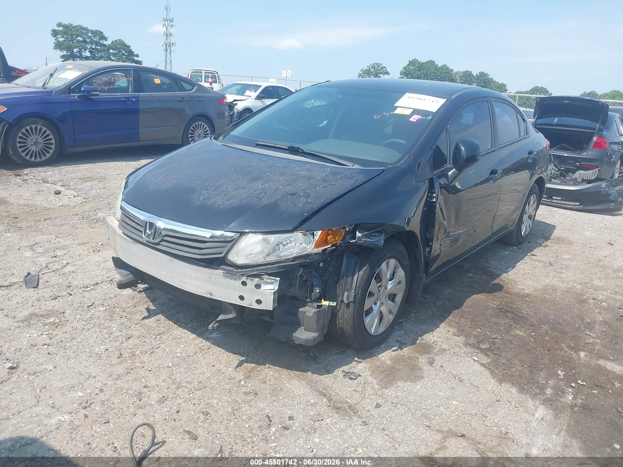 2012 Honda Civic Lx Черный vin: 19XFB2F50CE093178
