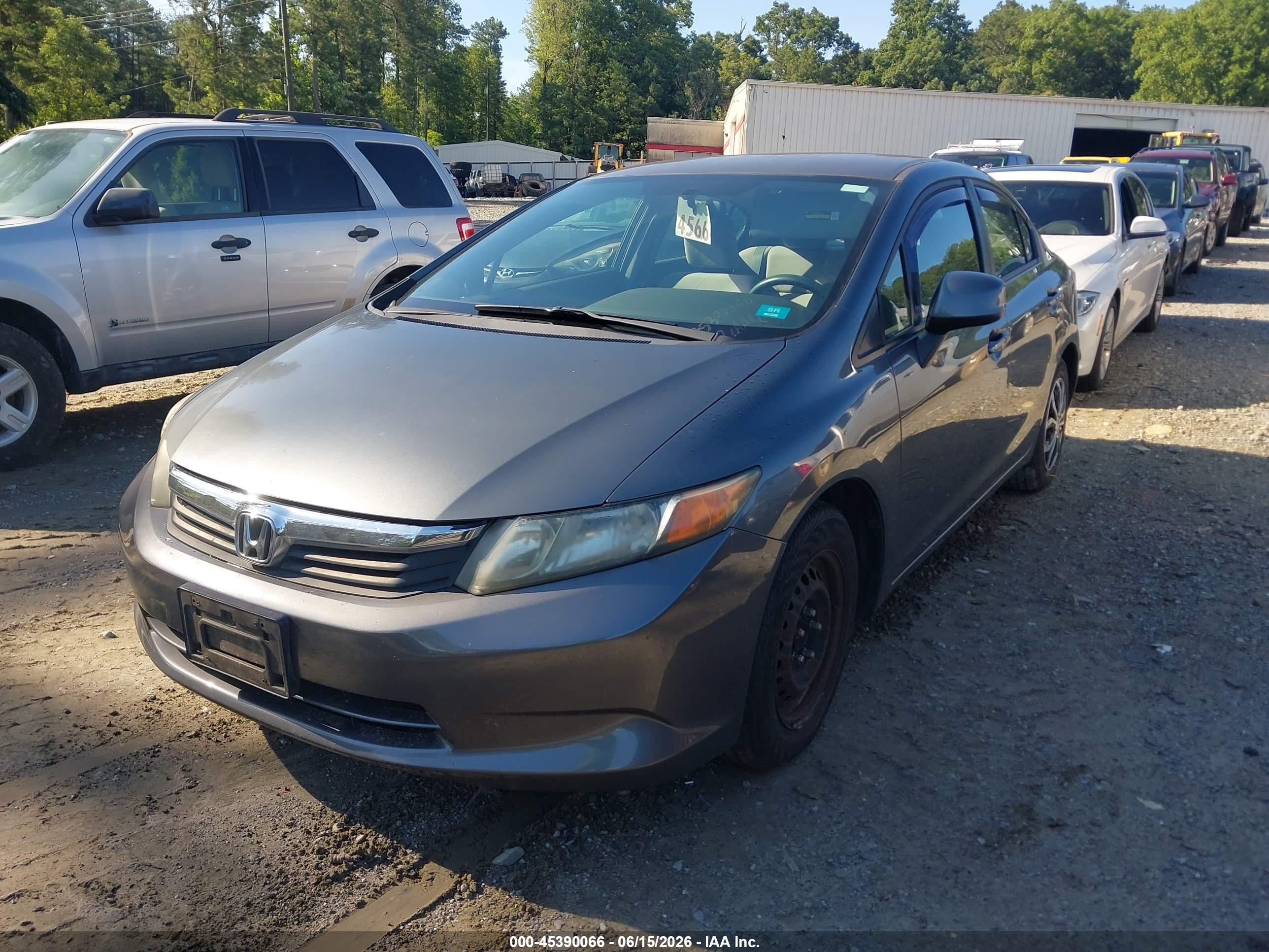2012 Honda Civic Lx Gray vin: 19XFB2F50CE108729