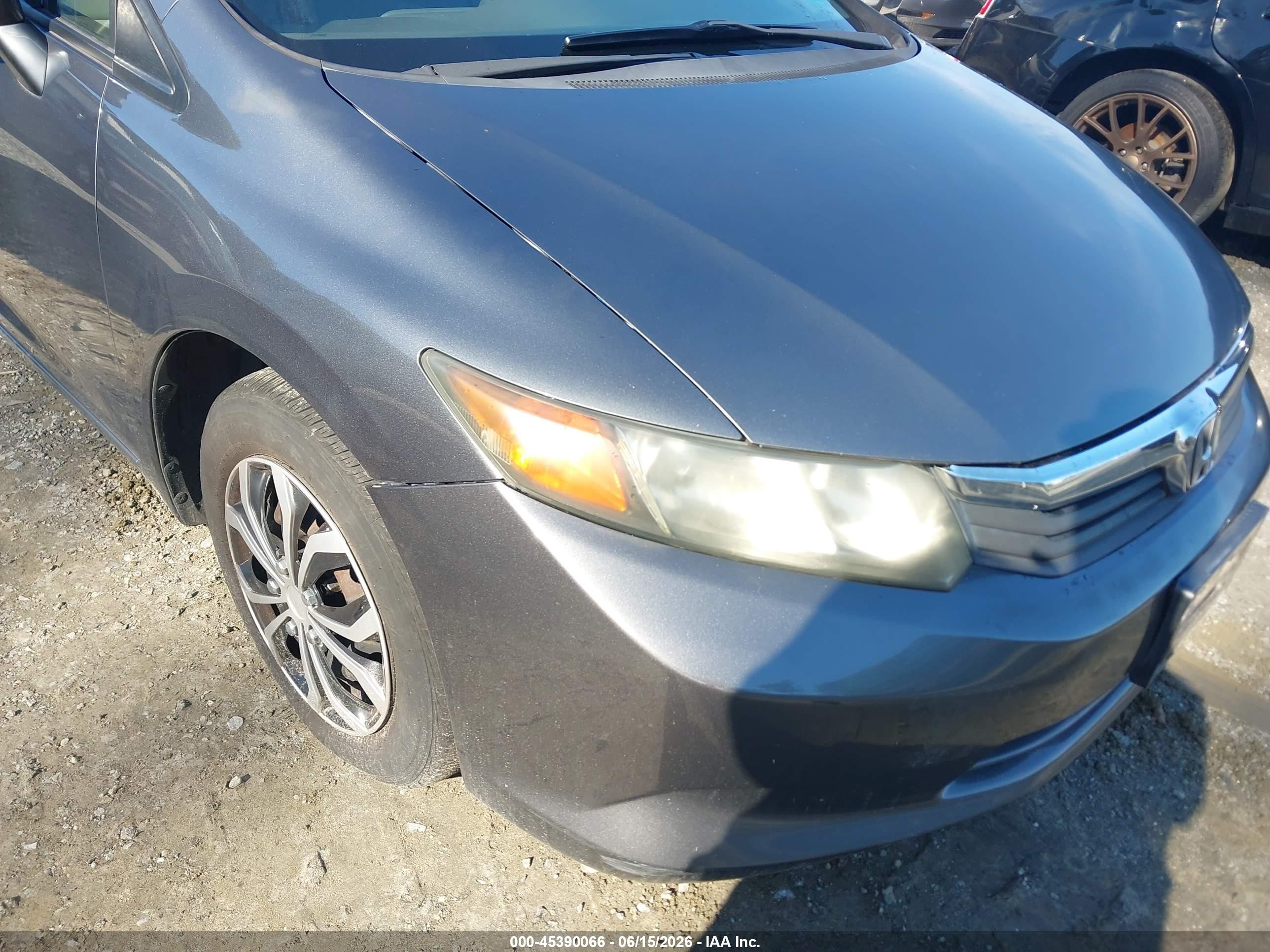 2012 Honda Civic Lx Gray vin: 19XFB2F50CE108729