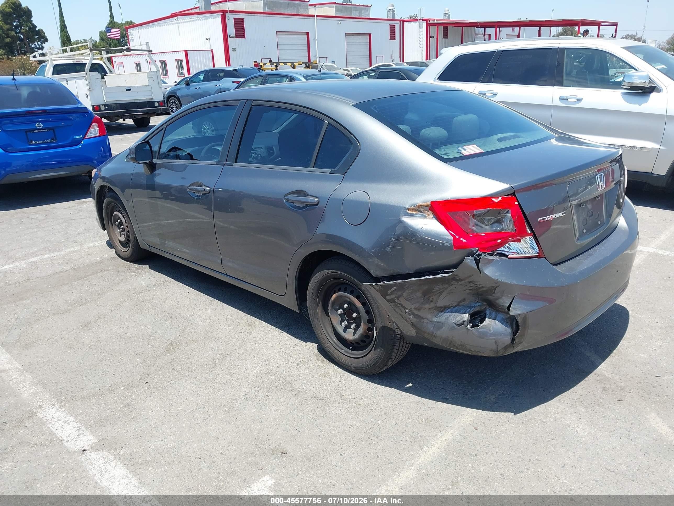 2012 Honda Civic Lx Gray vin: 19XFB2F50CE300989