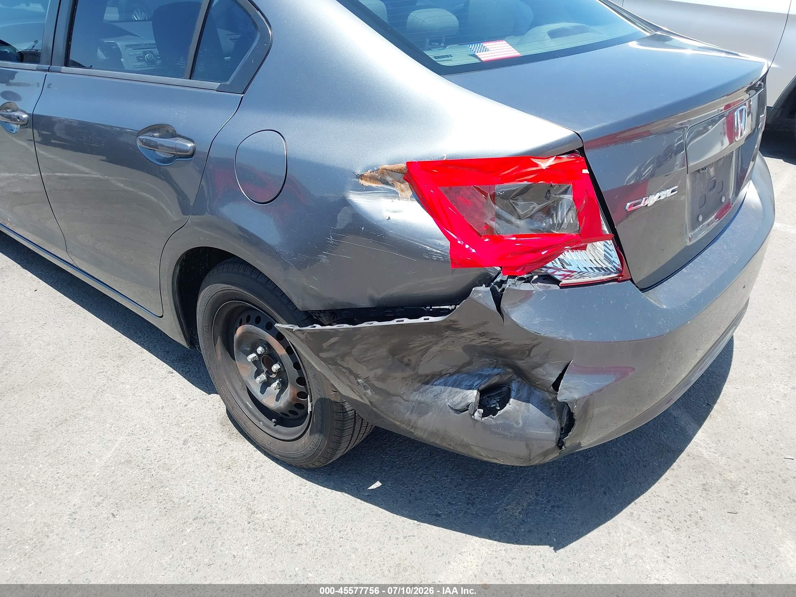 2012 Honda Civic Lx Gray vin: 19XFB2F50CE300989