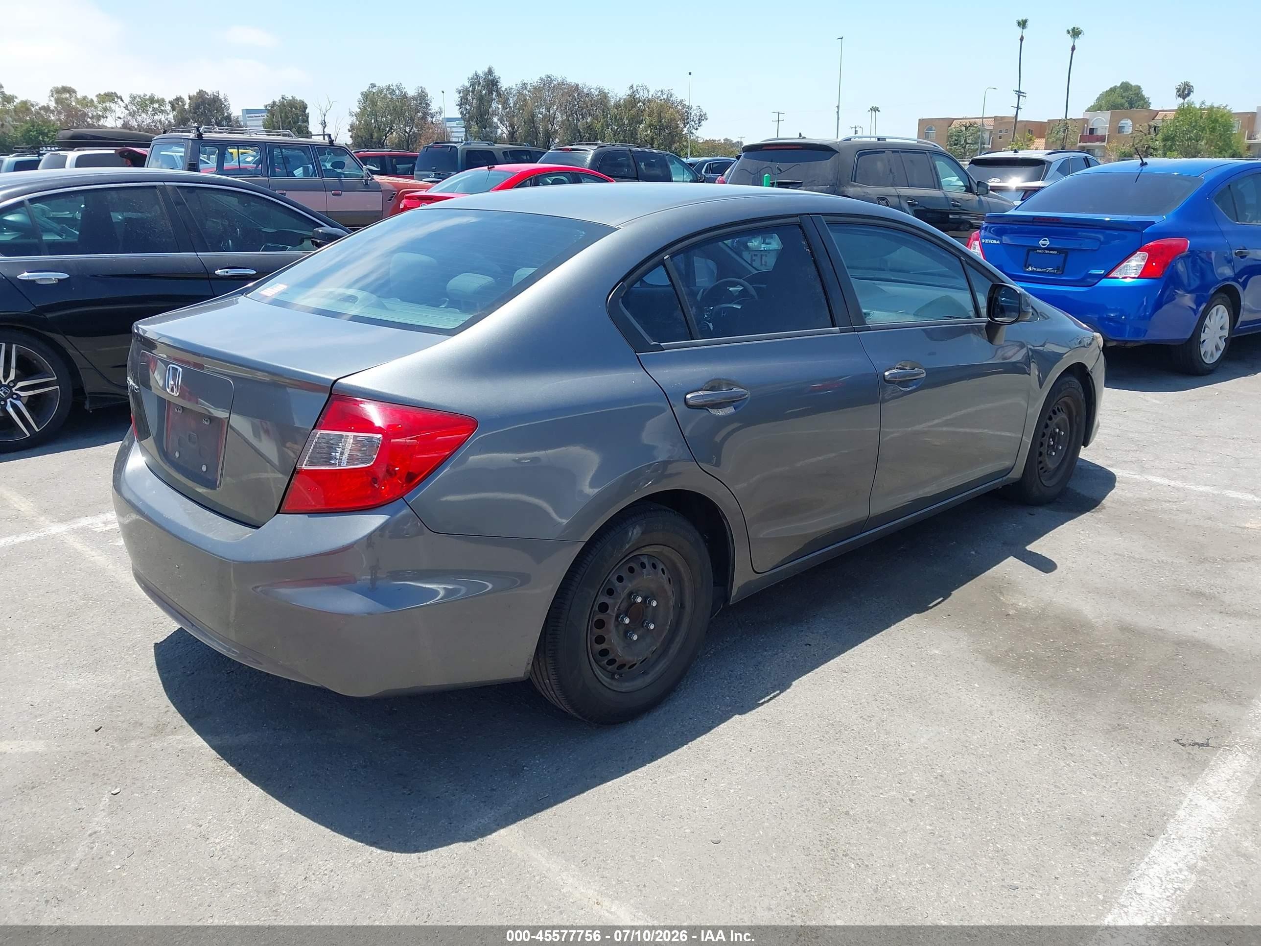 2012 Honda Civic Lx Gray vin: 19XFB2F50CE300989