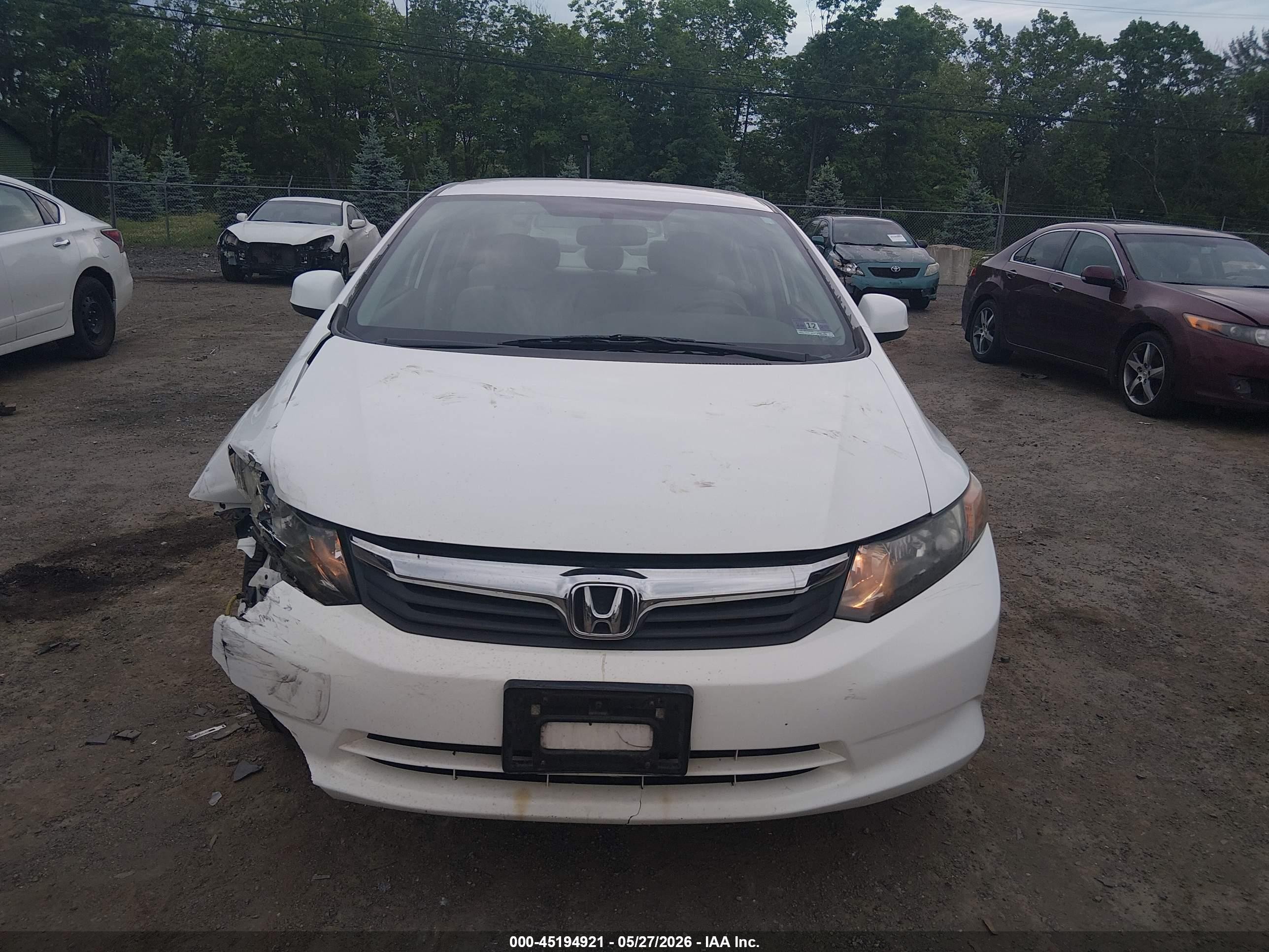 2012 Honda Civic Lx White vin: 19XFB2F50CE312737