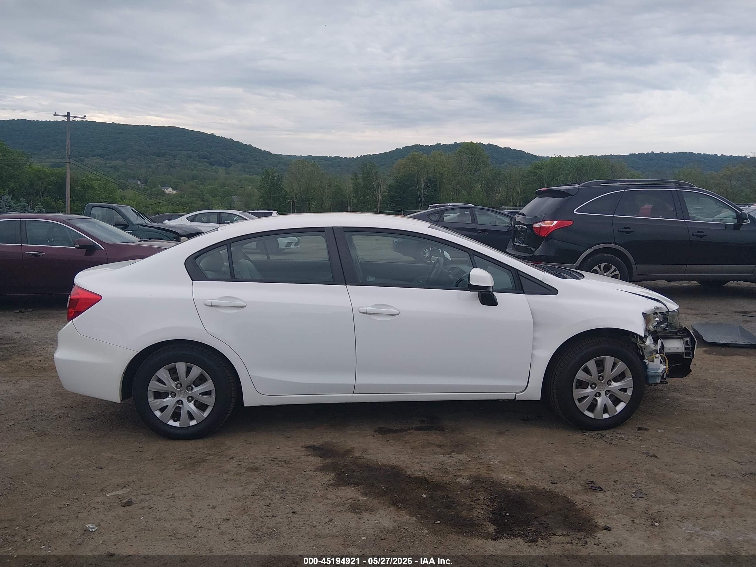 2012 Honda Civic Lx White vin: 19XFB2F50CE312737
