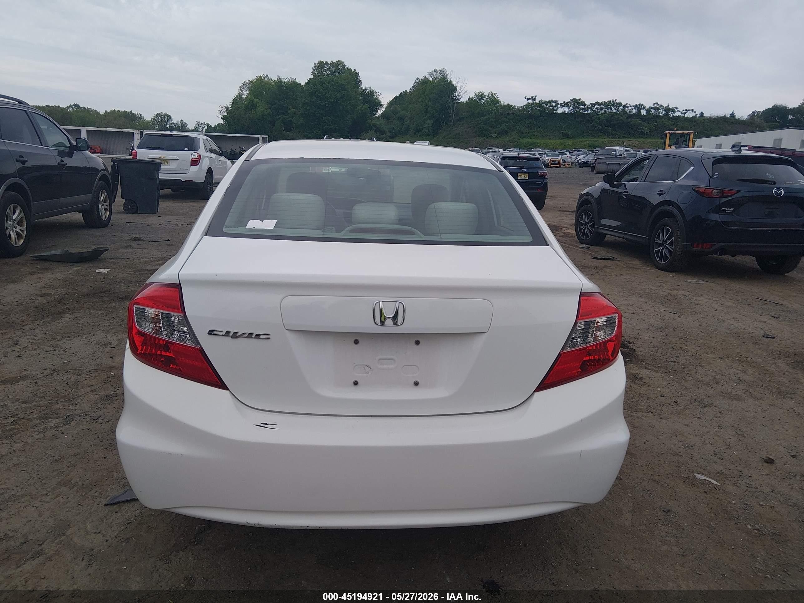 2012 Honda Civic Lx White vin: 19XFB2F50CE312737