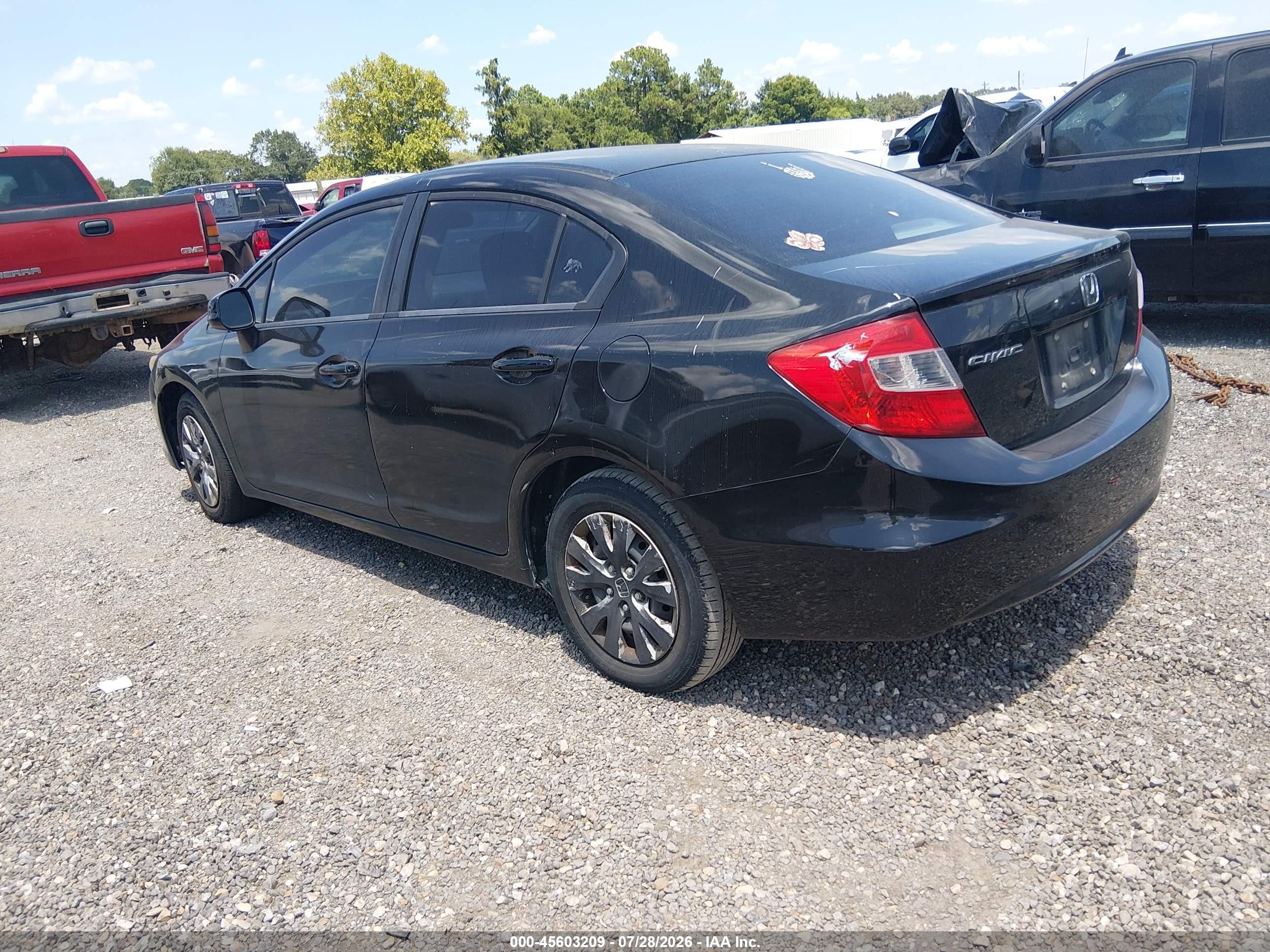 2012 Honda Civic Lx Black vin: 19XFB2F50CE318926