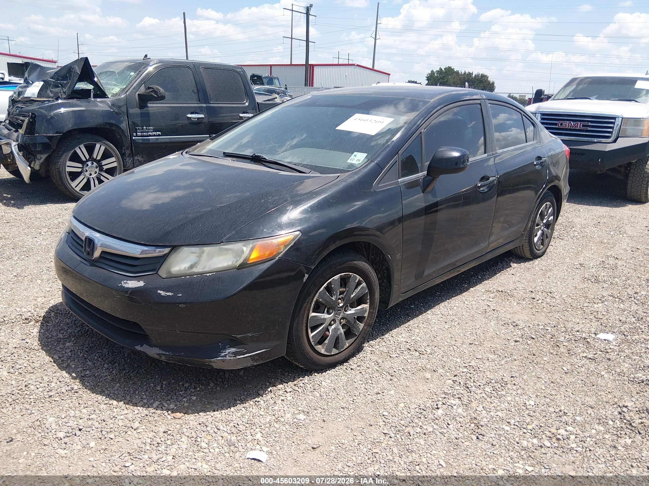 2012 Honda Civic Lx Black vin: 19XFB2F50CE318926