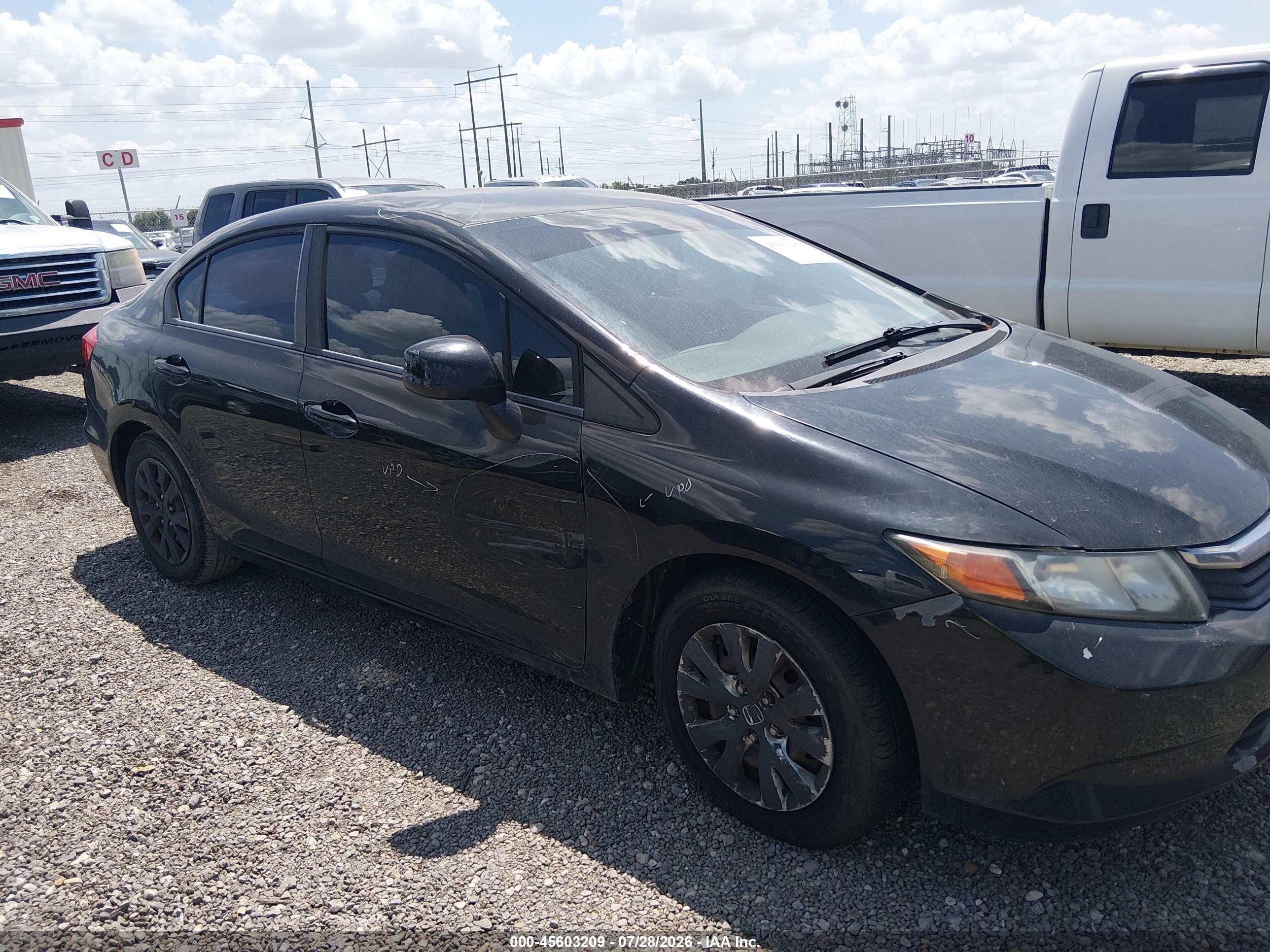 2012 Honda Civic Lx Black vin: 19XFB2F50CE318926