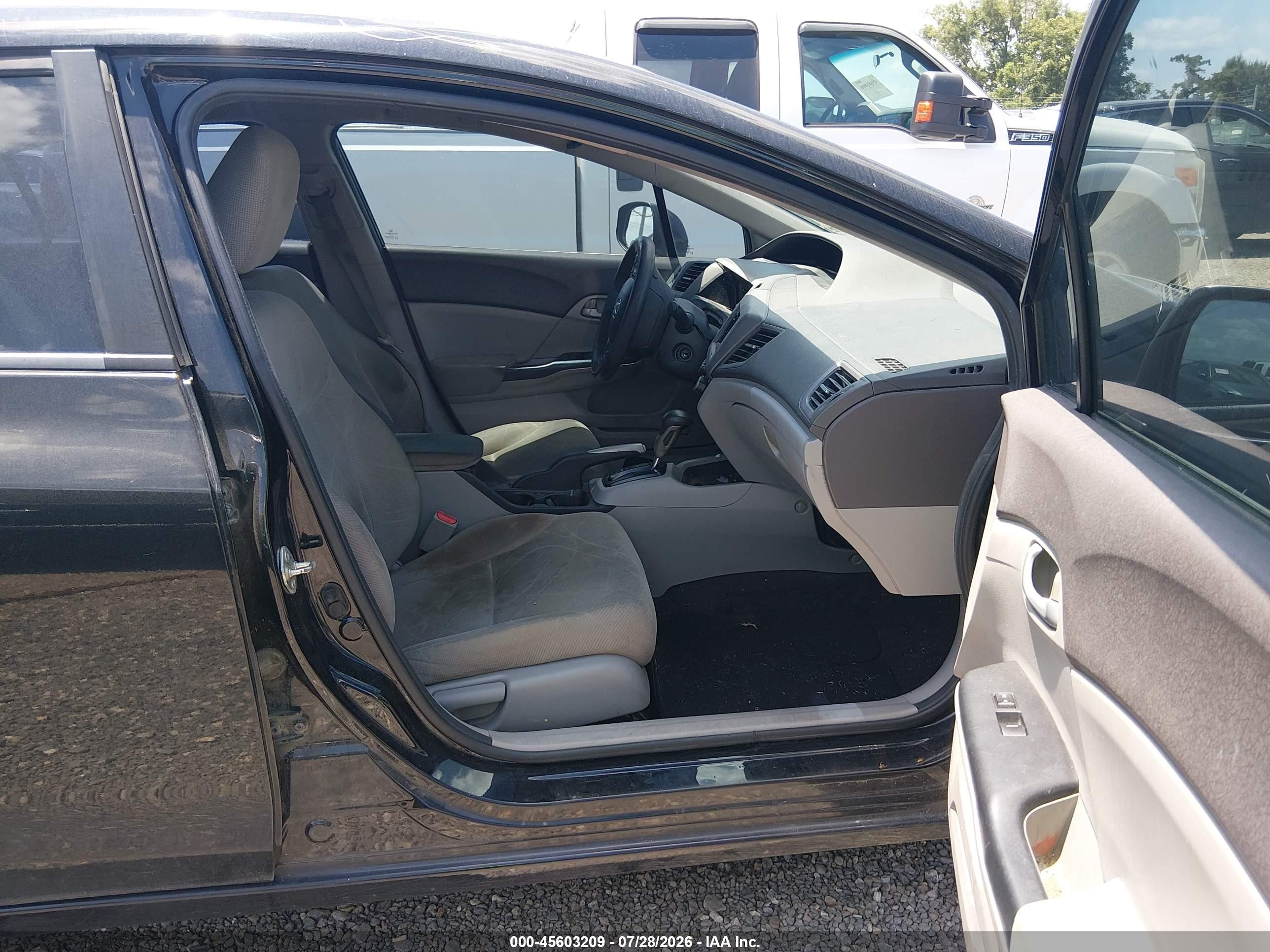 2012 Honda Civic Lx Black vin: 19XFB2F50CE318926