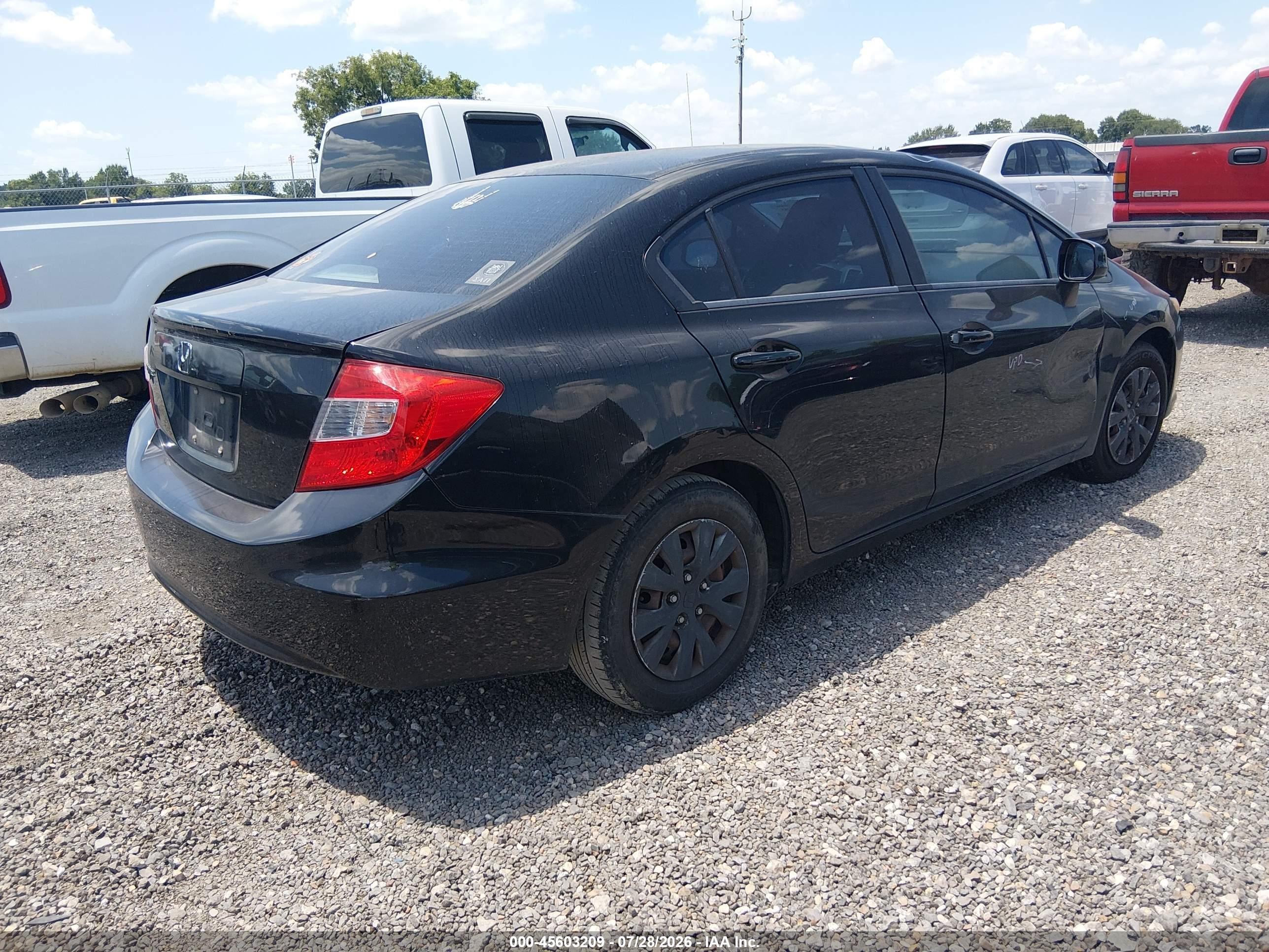2012 Honda Civic Lx Black vin: 19XFB2F50CE318926