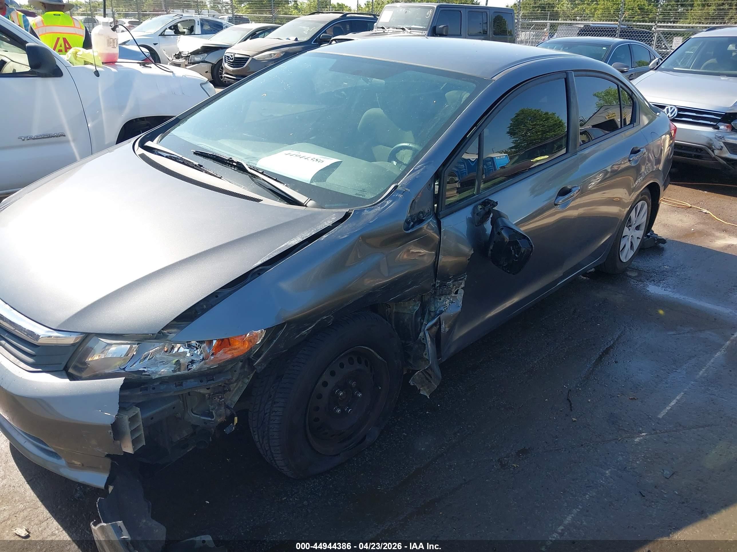 2012 Honda Civic Lx Gray vin: 19XFB2F50CE325584