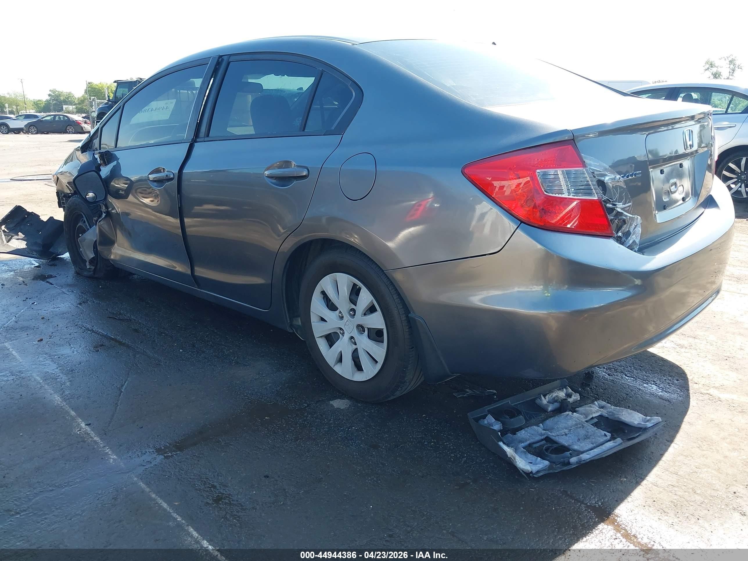 2012 Honda Civic Lx Gray vin: 19XFB2F50CE325584