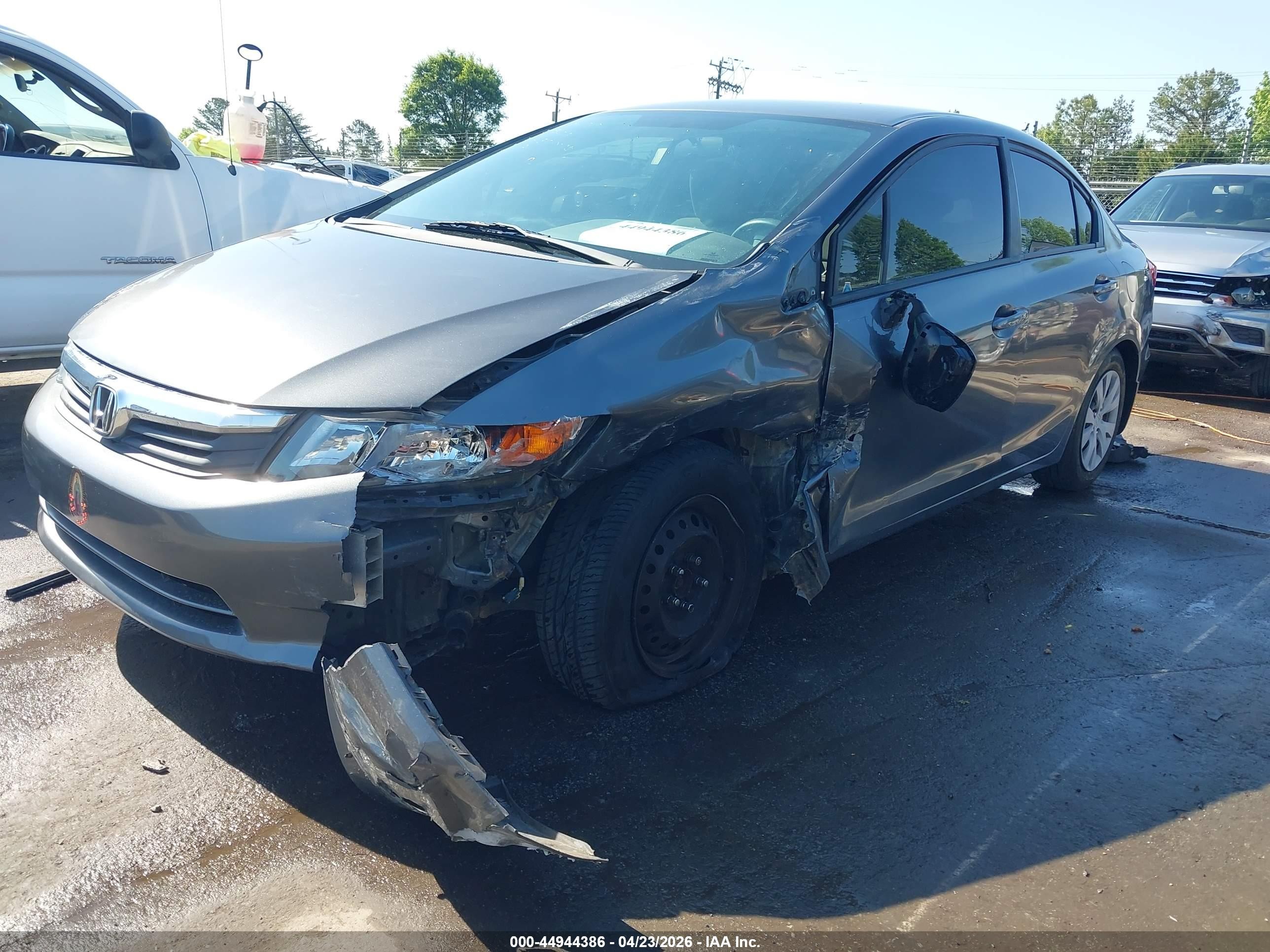 2012 Honda Civic Lx Gray vin: 19XFB2F50CE325584