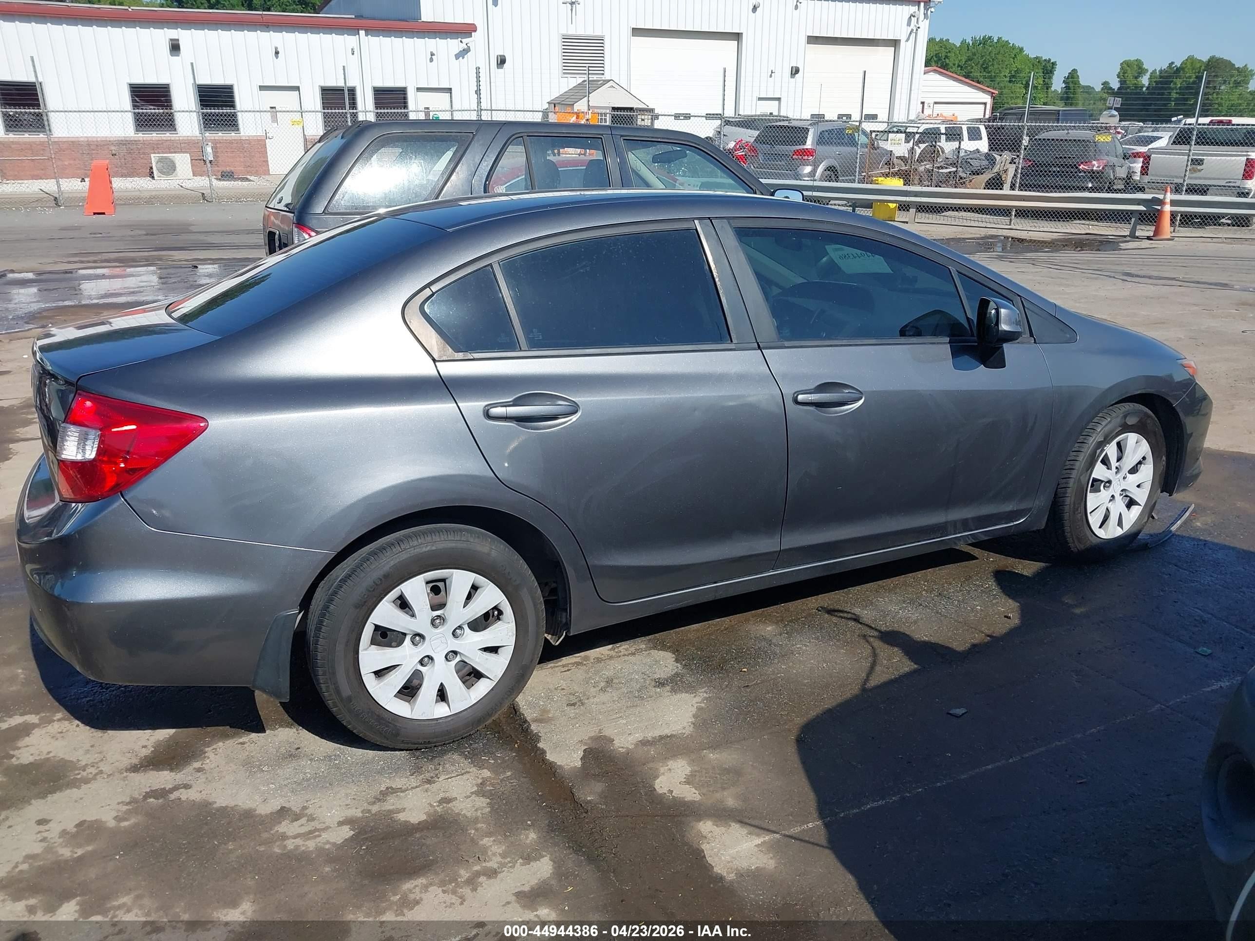 2012 Honda Civic Lx Gray vin: 19XFB2F50CE325584