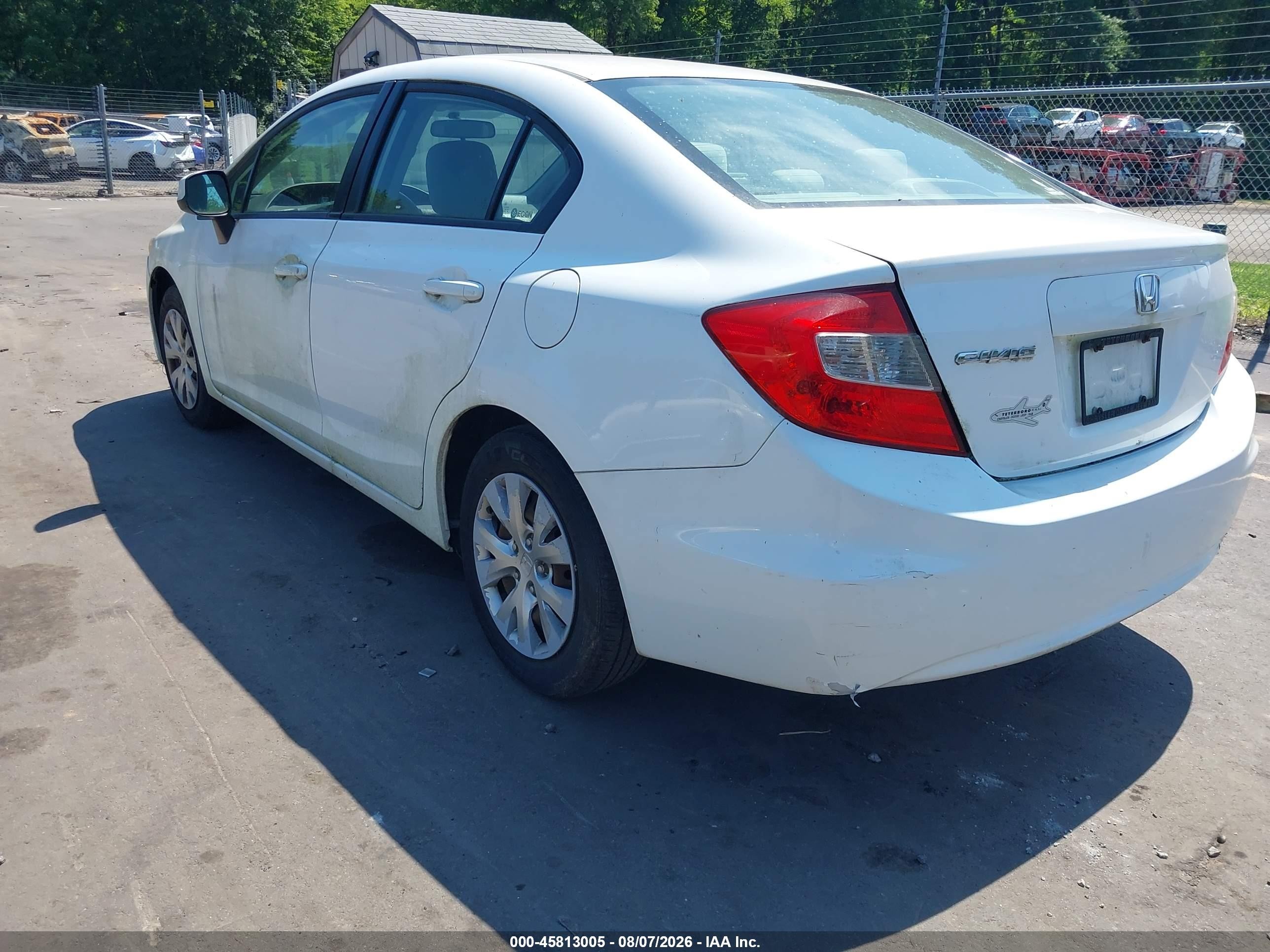 2012 Honda Civic Lx White vin: 19XFB2F50CE330784