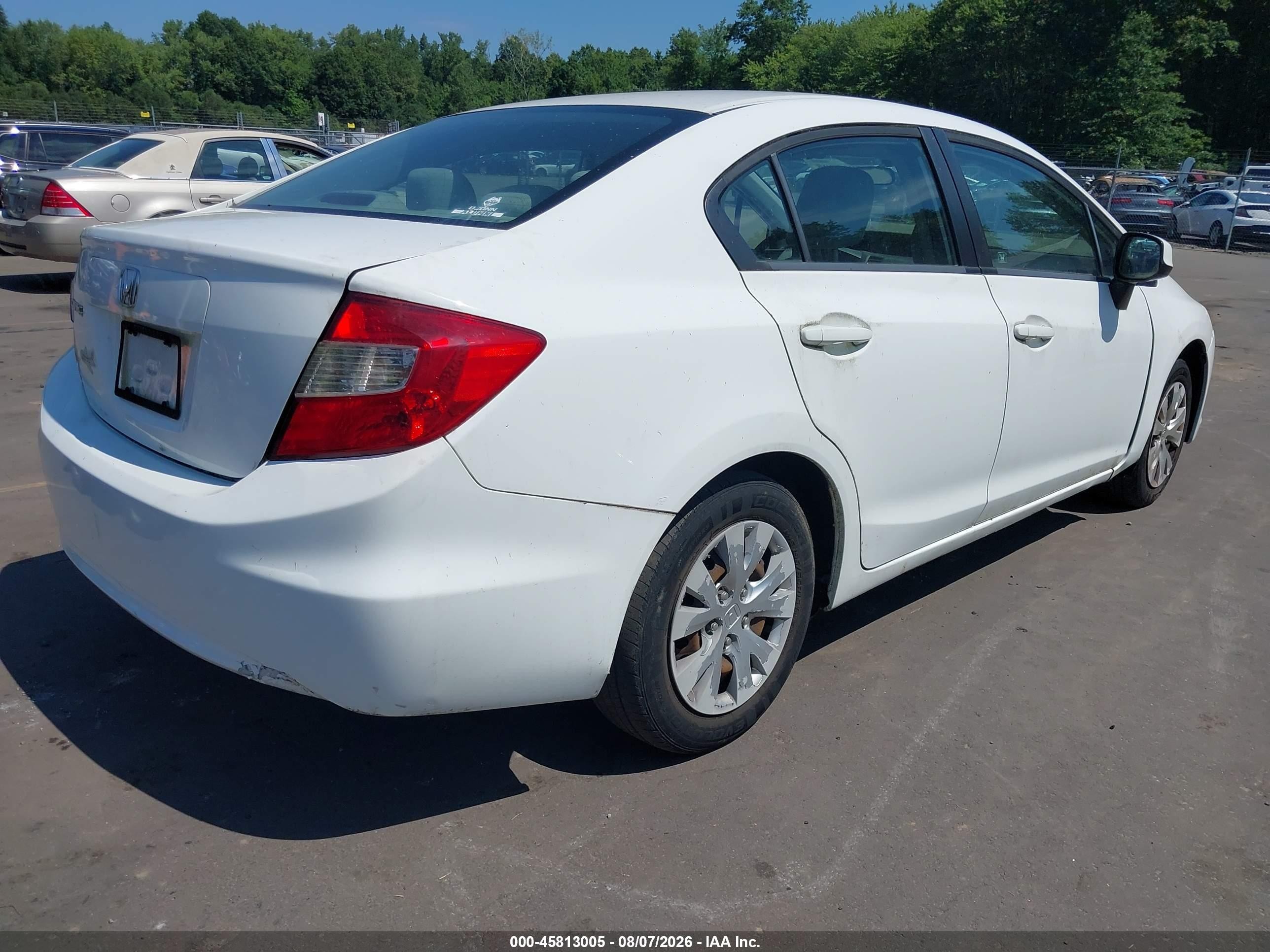 2012 Honda Civic Lx White vin: 19XFB2F50CE330784