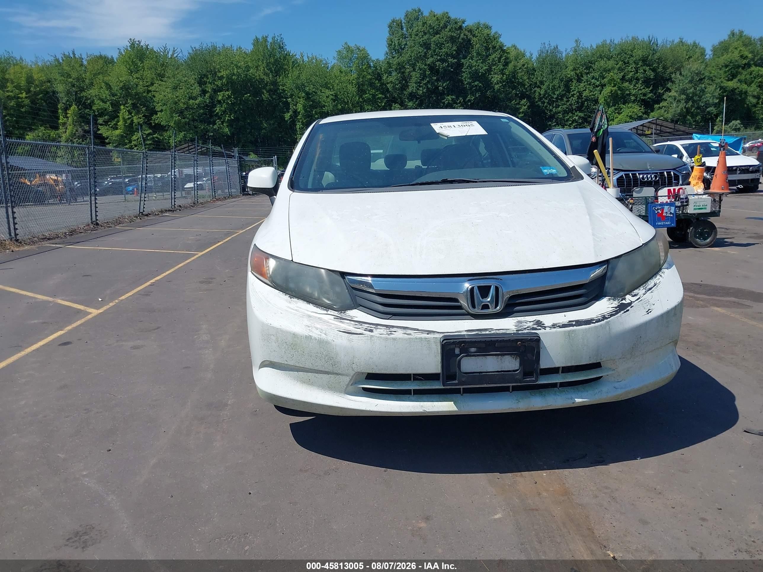 2012 Honda Civic Lx White vin: 19XFB2F50CE330784