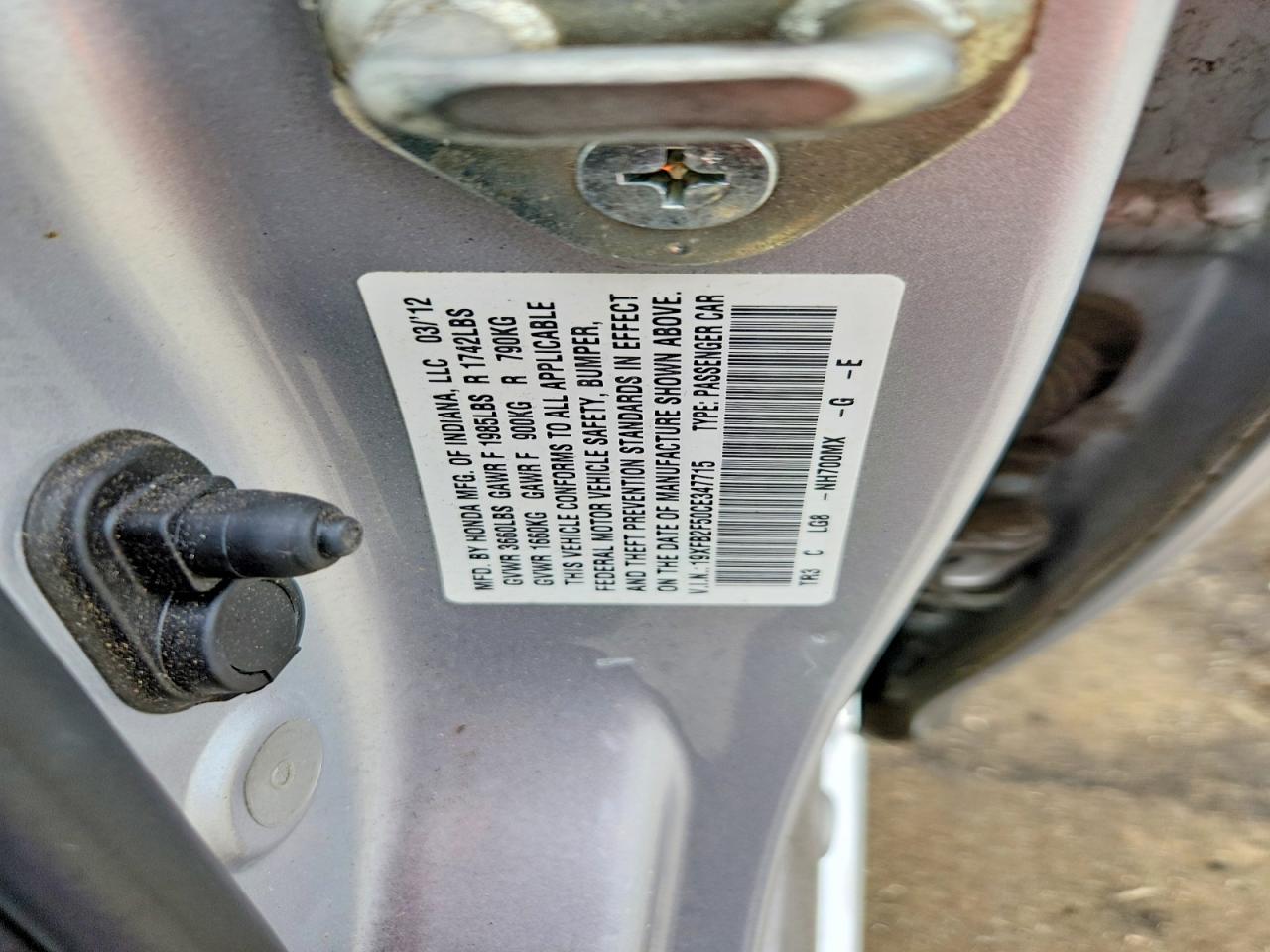 2012 Honda Civic Lx Silver vin: 19XFB2F50CE347715