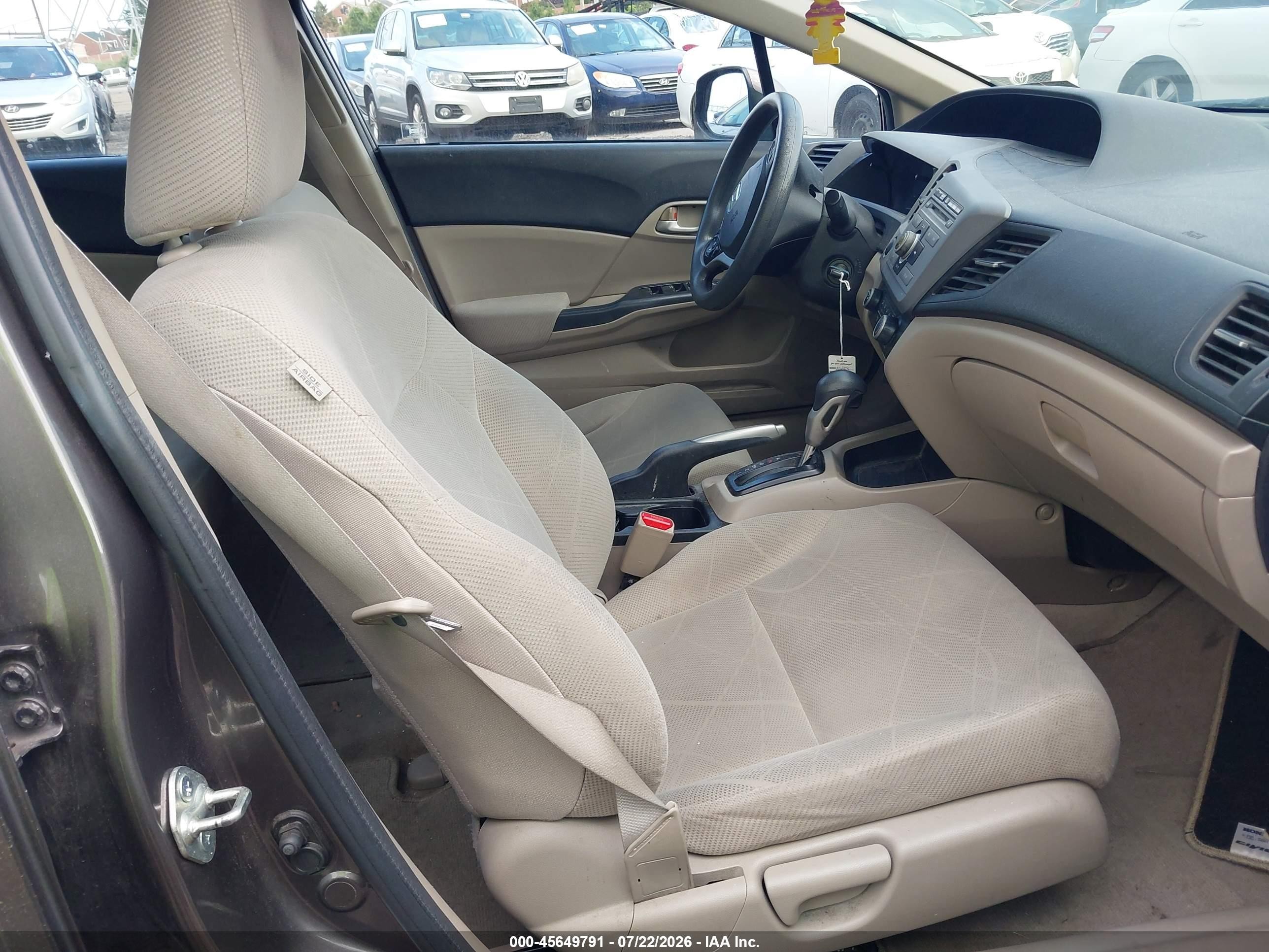 2012 Honda Civic Lx Brown vin: 19XFB2F50CE376714