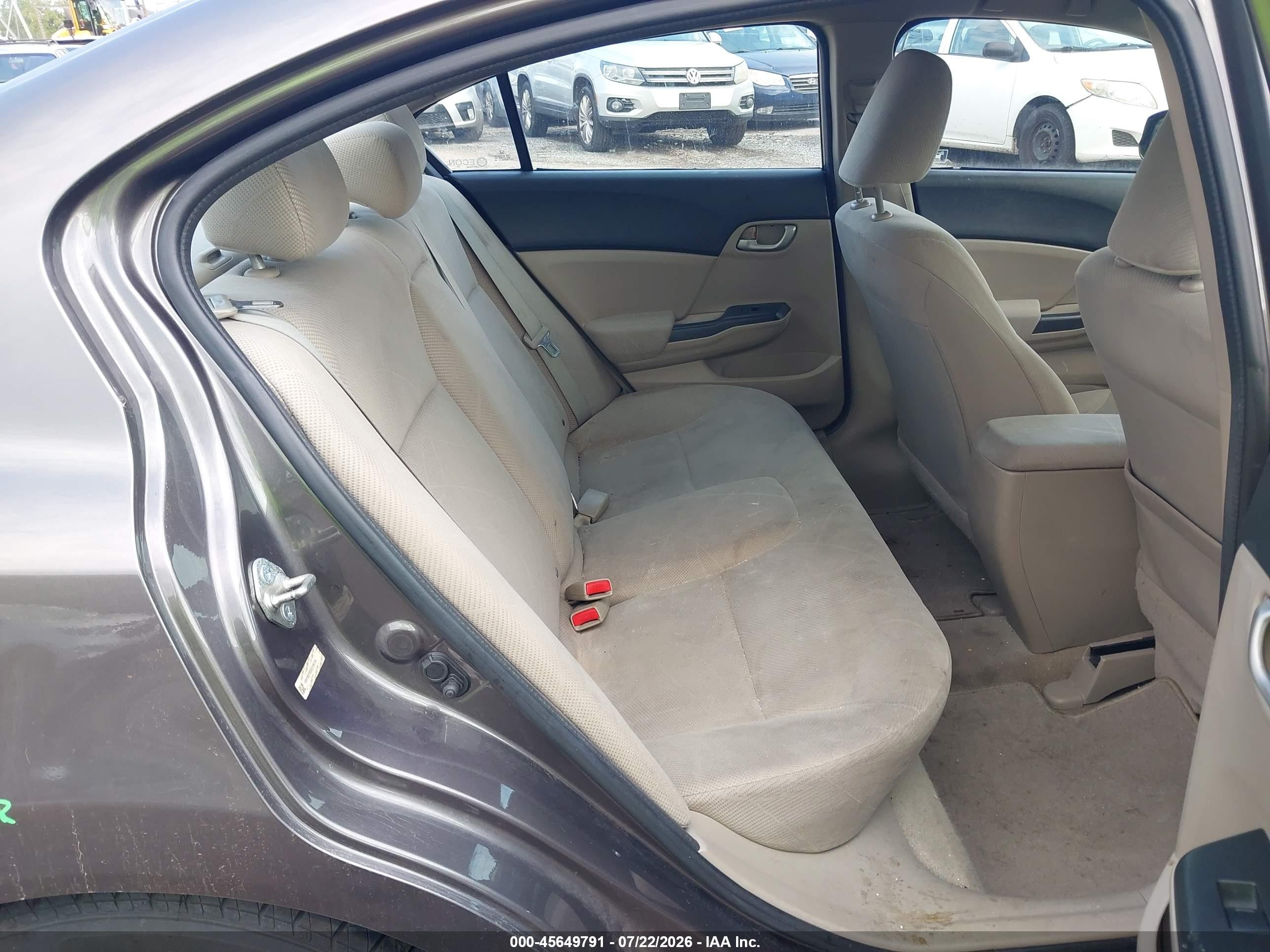 2012 Honda Civic Lx Brown vin: 19XFB2F50CE376714