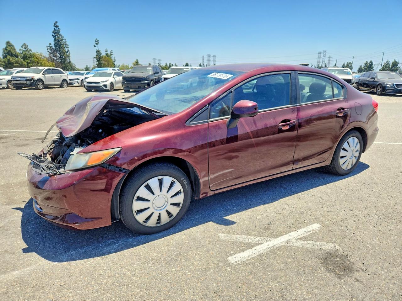 2012 Honda Civic Lx Burgundy vin: 19XFB2F50CE385784