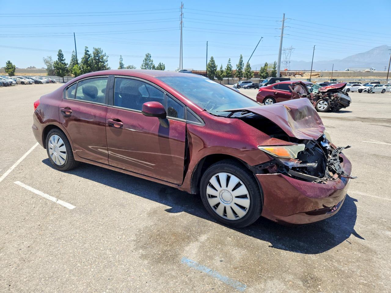 2012 Honda Civic Lx Burgundy vin: 19XFB2F50CE385784