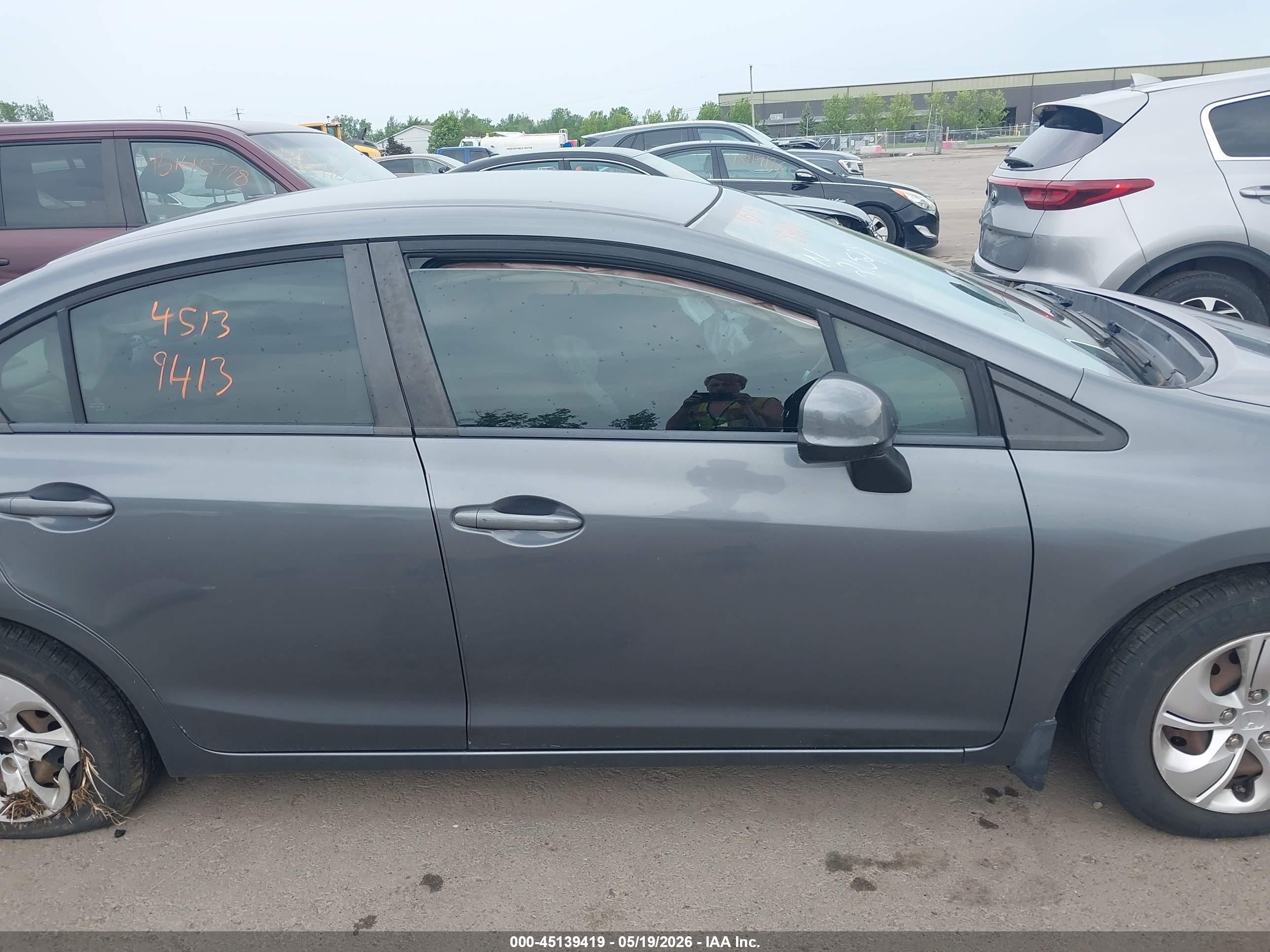 2013 Honda Civic Lx Gray vin: 19XFB2F50DE018384