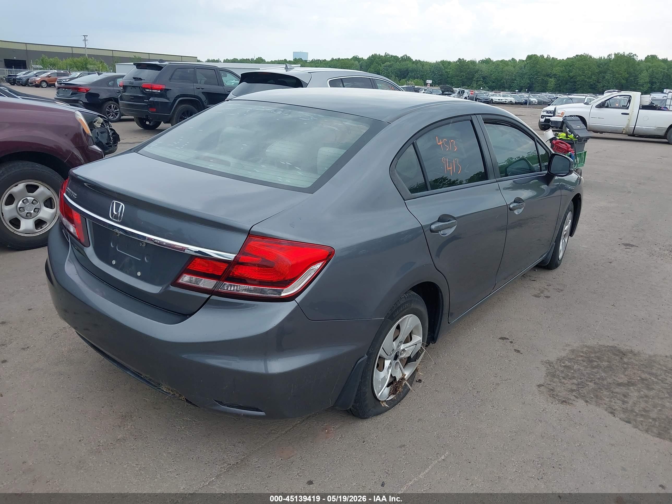 2013 Honda Civic Lx Gray vin: 19XFB2F50DE018384