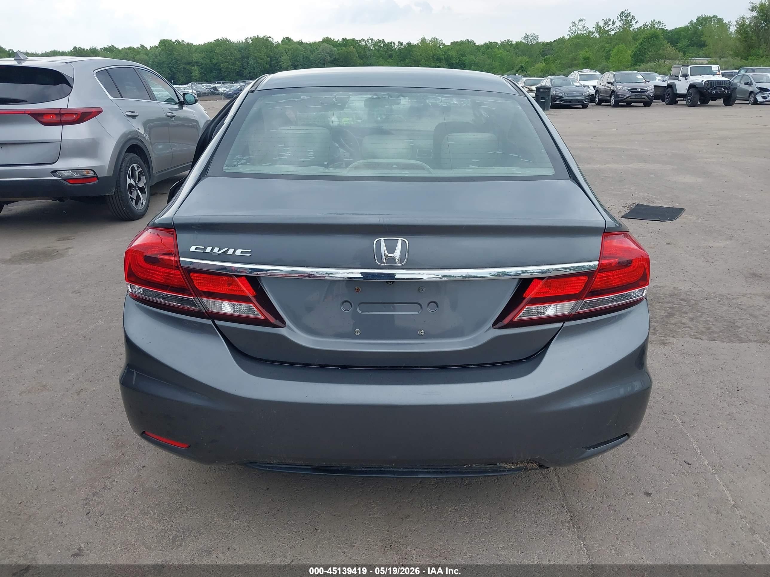 2013 Honda Civic Lx Gray vin: 19XFB2F50DE018384