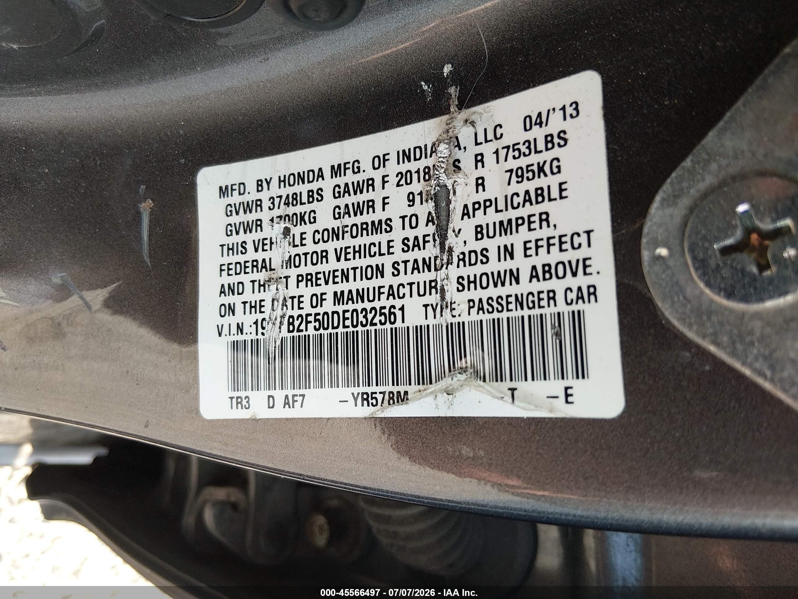 2013 Honda Civic Lx Silver vin: 19XFB2F50DE032561