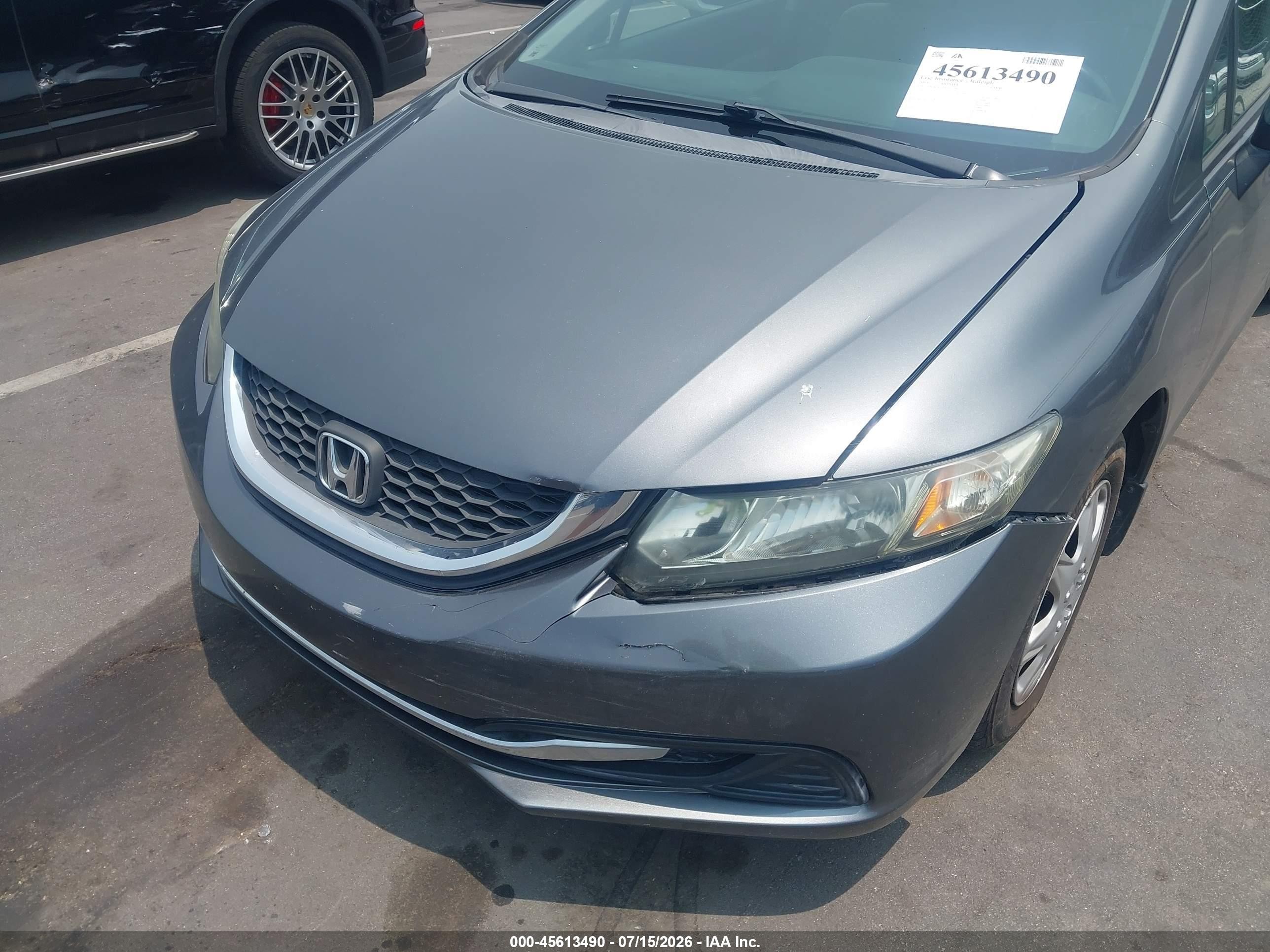 2013 Honda Civic Lx Gray vin: 19XFB2F50DE035296
