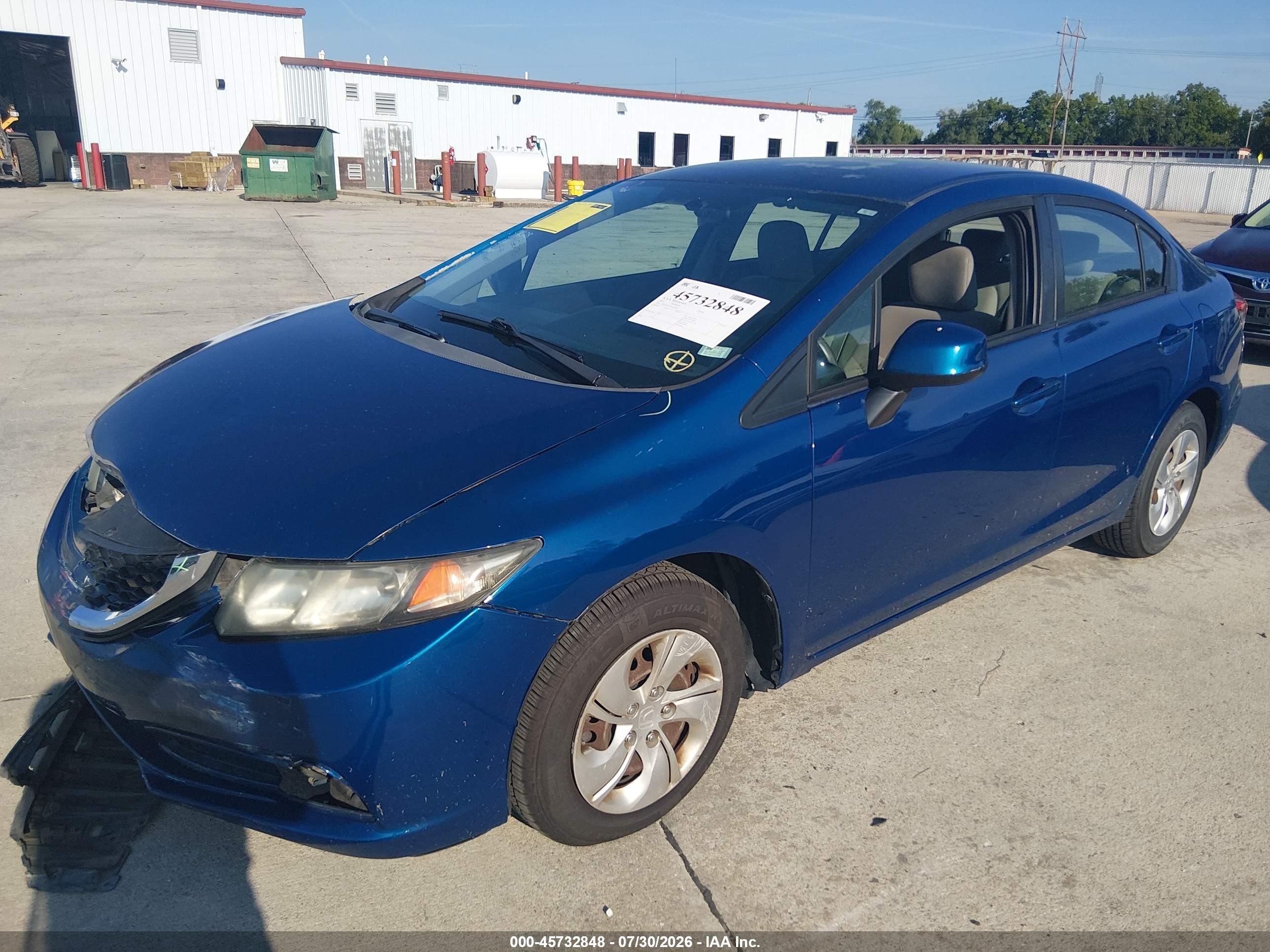 2013 Honda Civic Lx Blue vin: 19XFB2F50DE059985