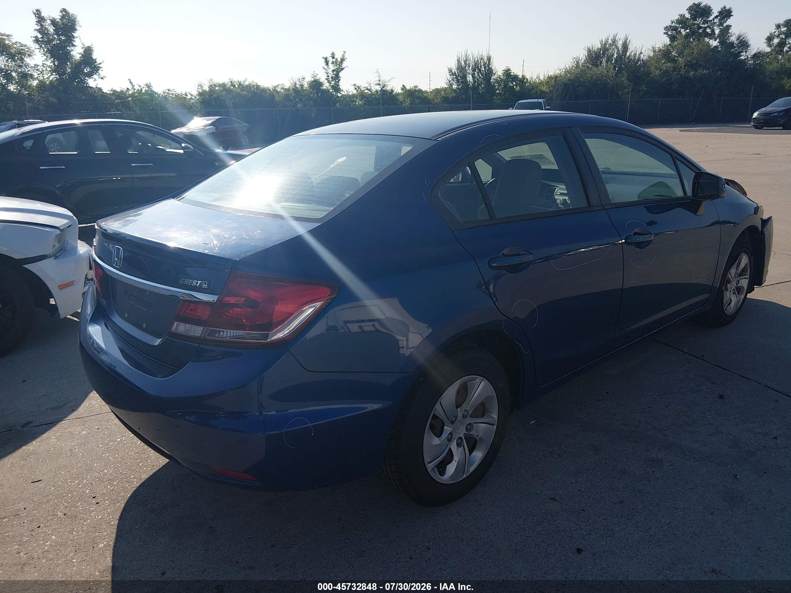 2013 Honda Civic Lx Blue vin: 19XFB2F50DE059985