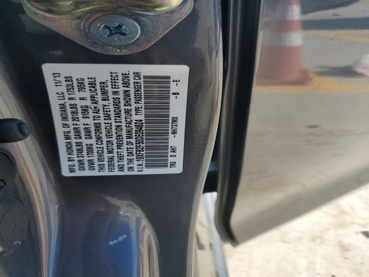 2013 Honda Civic Gray vin: 19XFB2F50DE094624