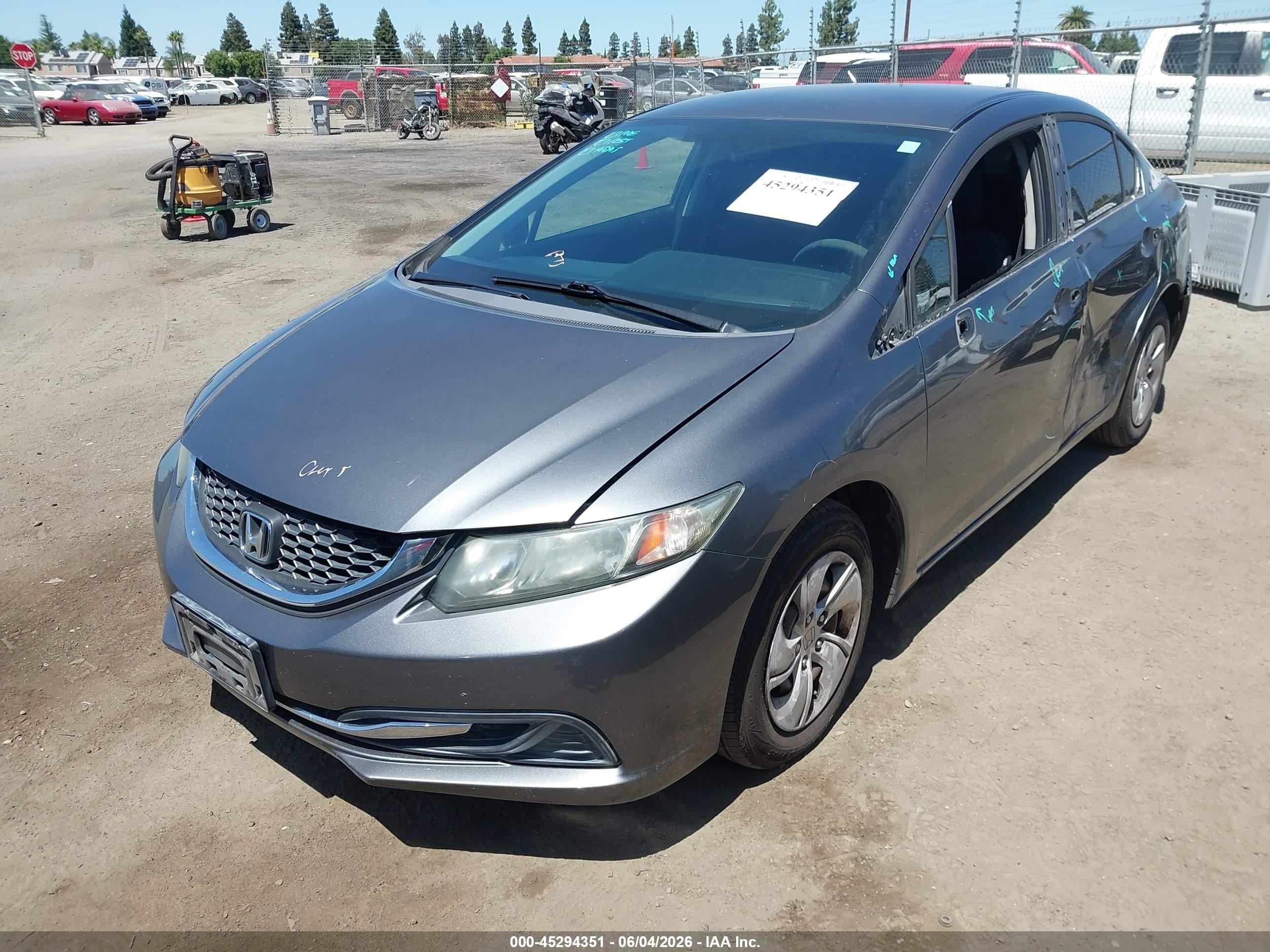 2013 Honda Civic Lx Gray vin: 19XFB2F50DE205849