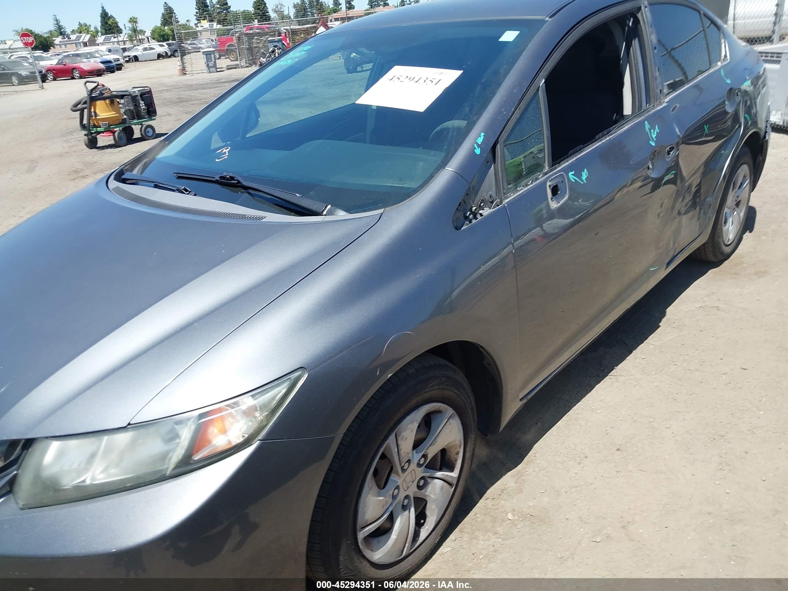 2013 Honda Civic Lx Gray vin: 19XFB2F50DE205849