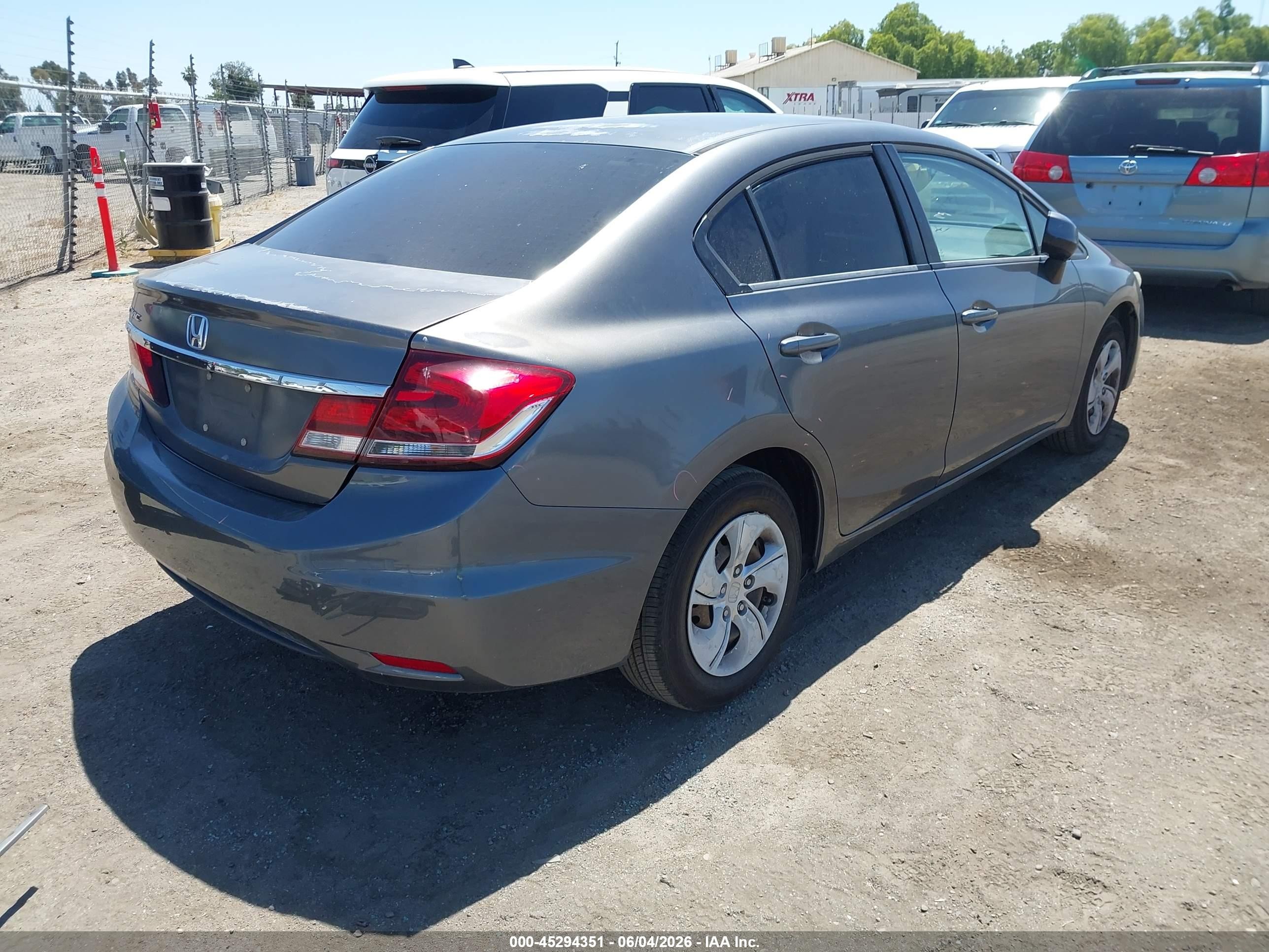 2013 Honda Civic Lx Gray vin: 19XFB2F50DE205849