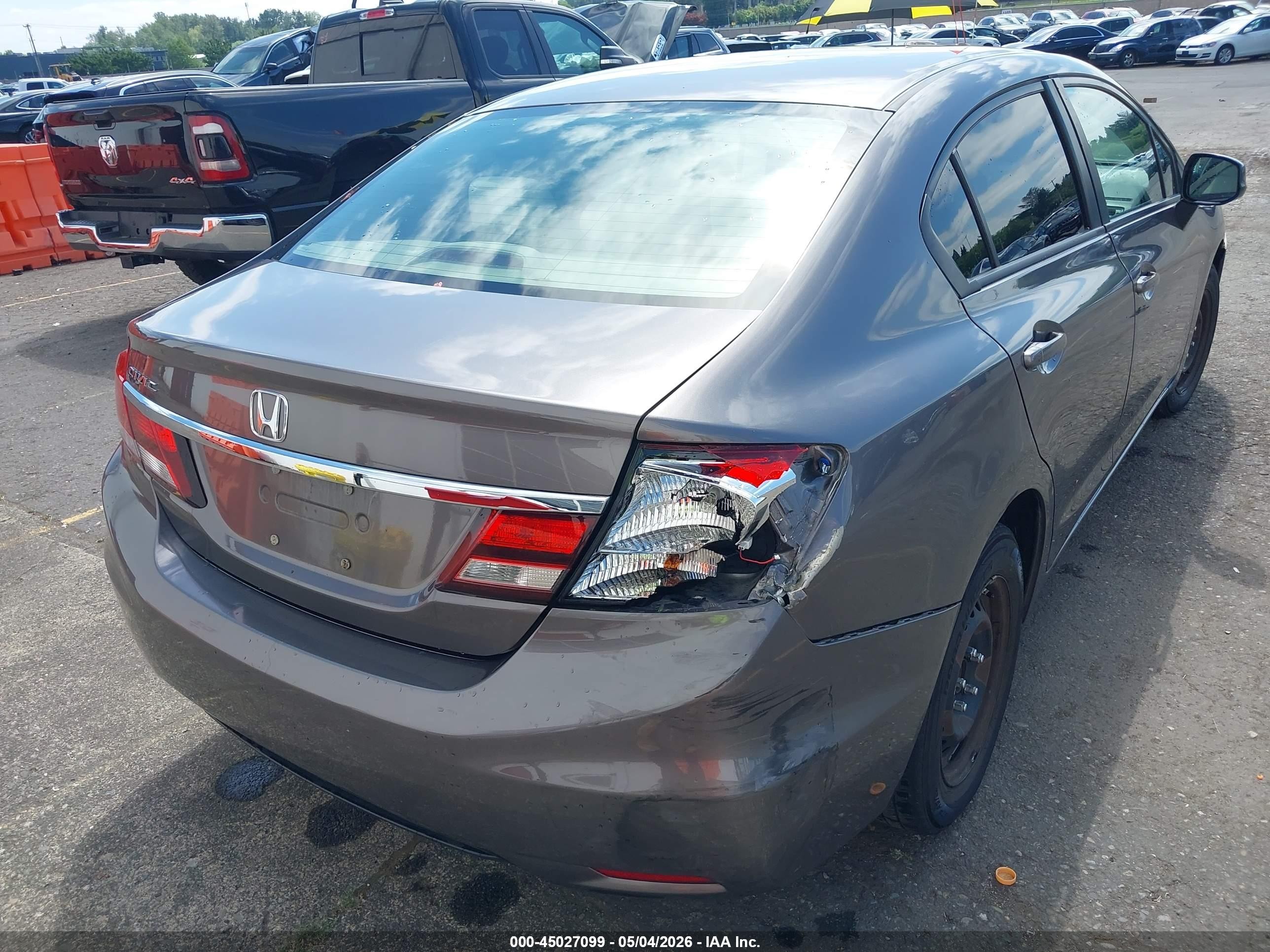 2013 Honda Civic Lx Gray vin: 19XFB2F50DE231805