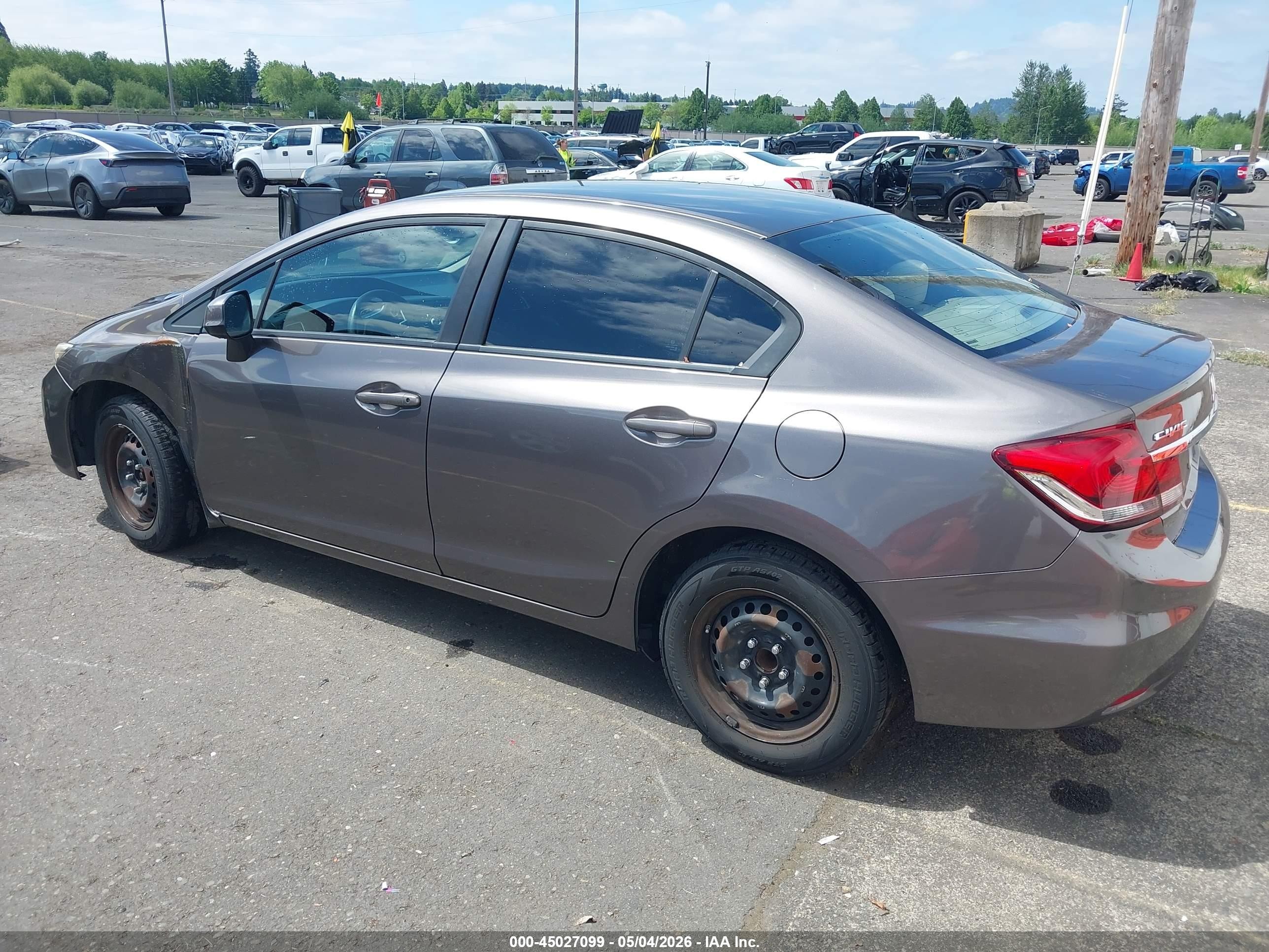 2013 Honda Civic Lx Gray vin: 19XFB2F50DE231805