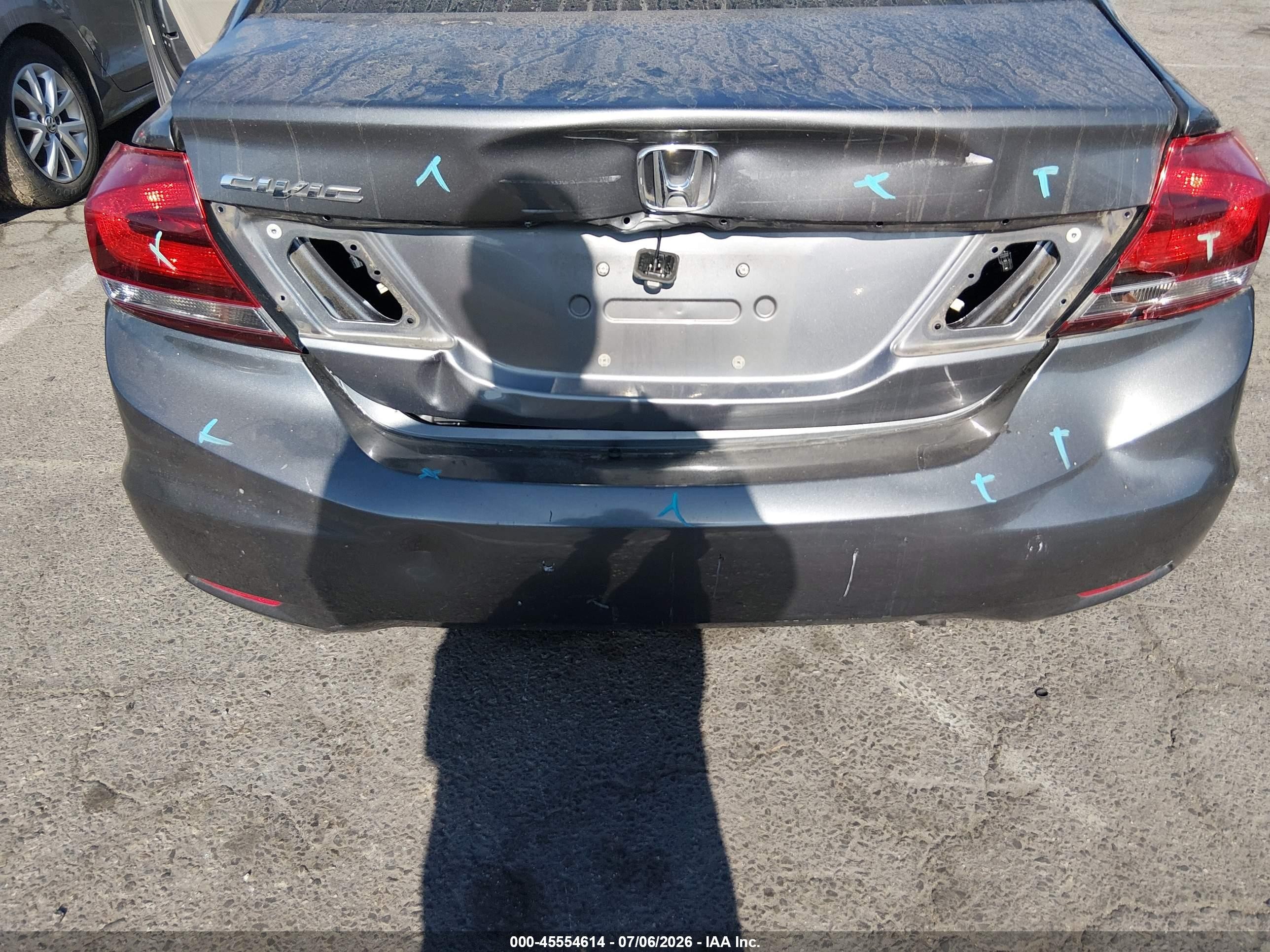 2013 Honda Civic Lx Gray vin: 19XFB2F50DE232016