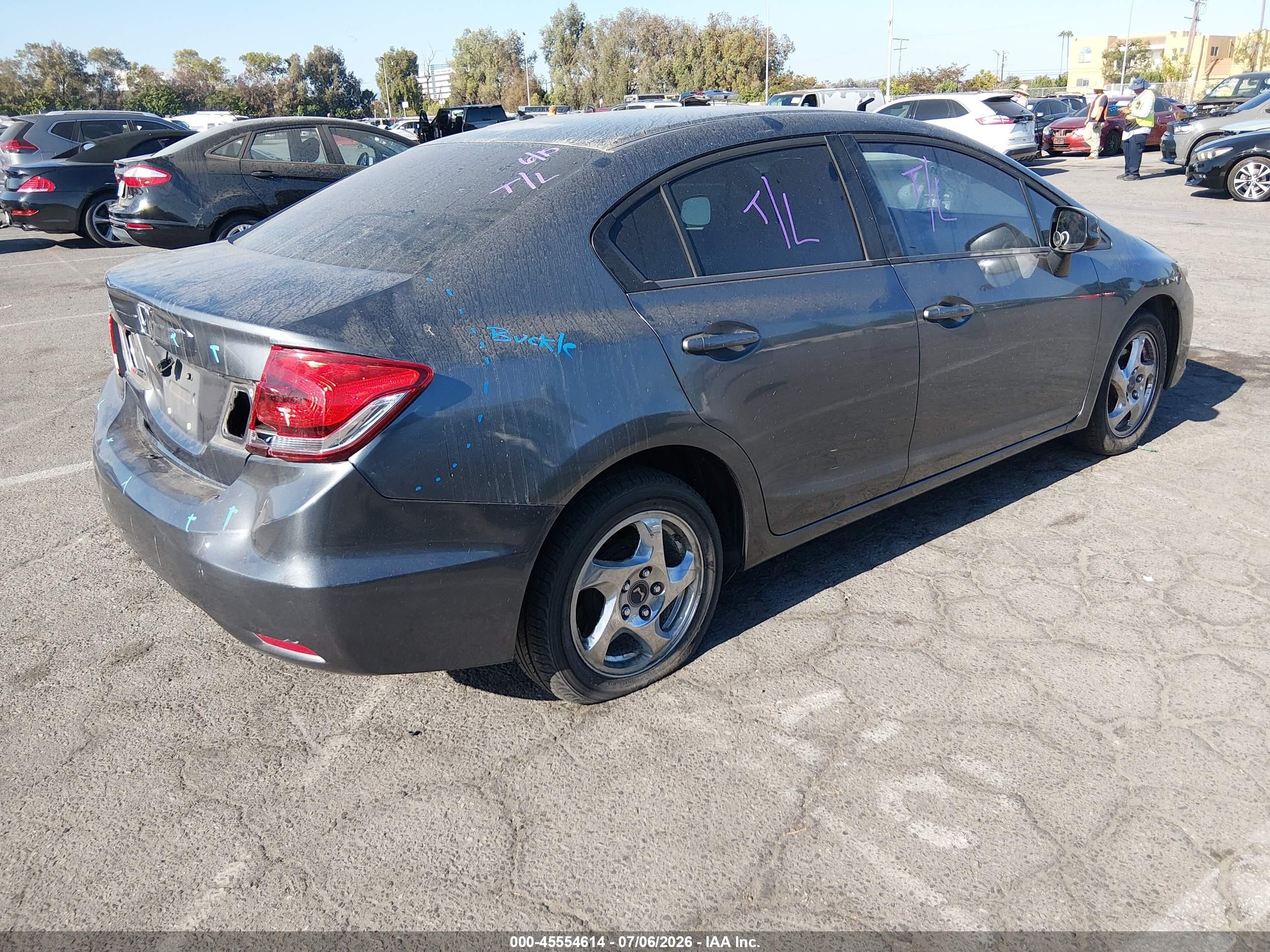 2013 Honda Civic Lx Gray vin: 19XFB2F50DE232016