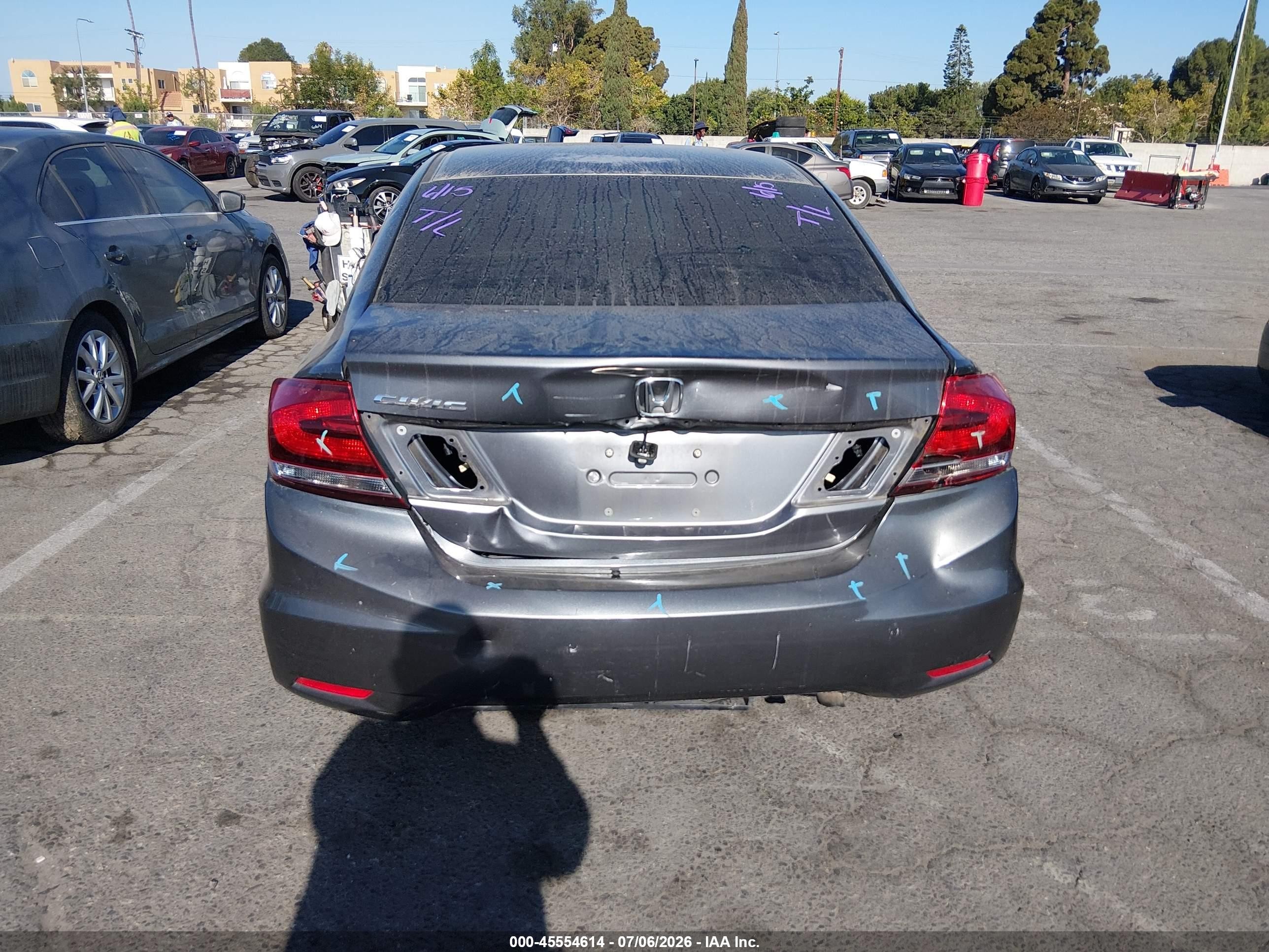 2013 Honda Civic Lx Gray vin: 19XFB2F50DE232016
