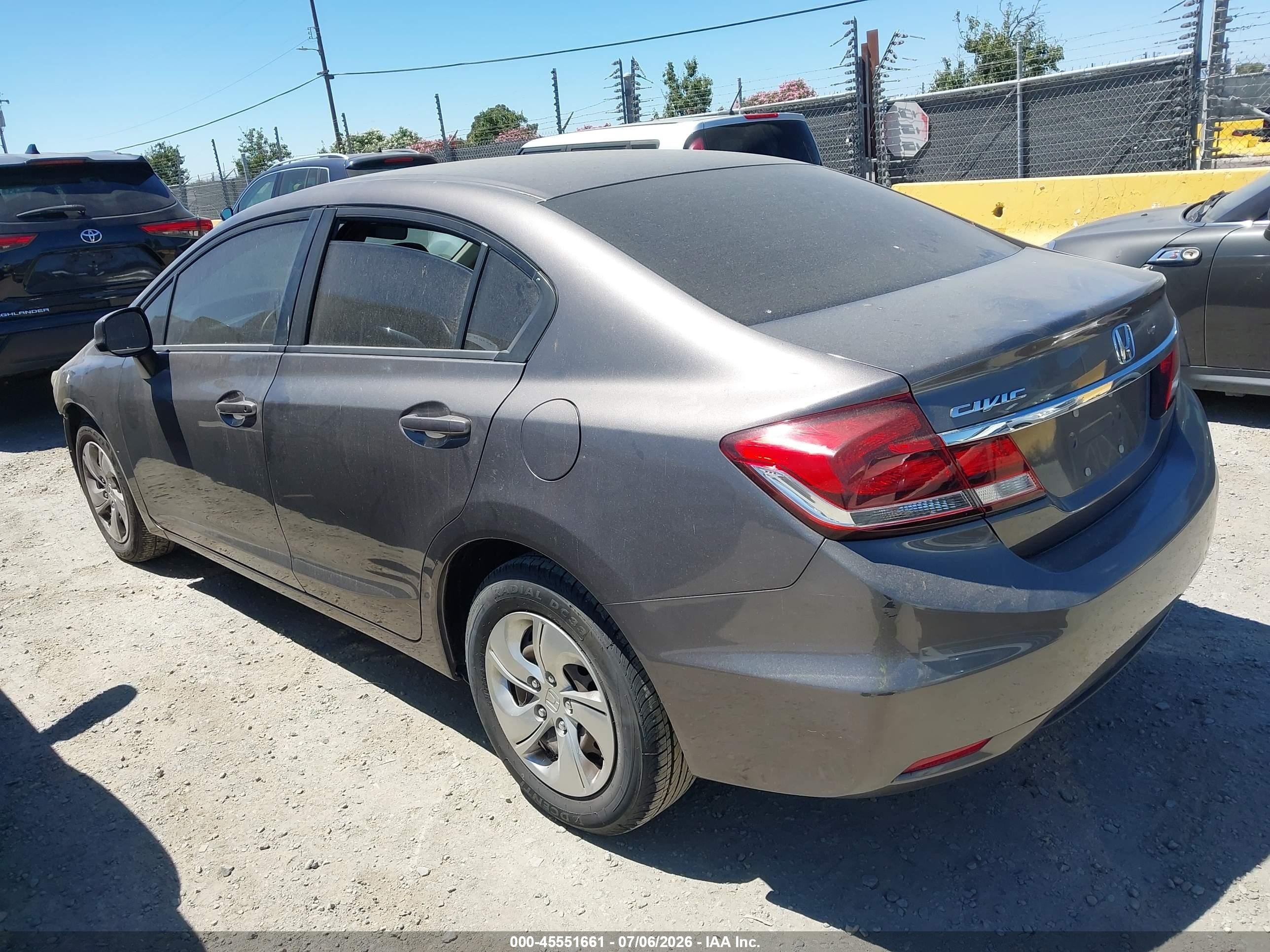 2013 Honda Civic Lx Gray vin: 19XFB2F50DE280308