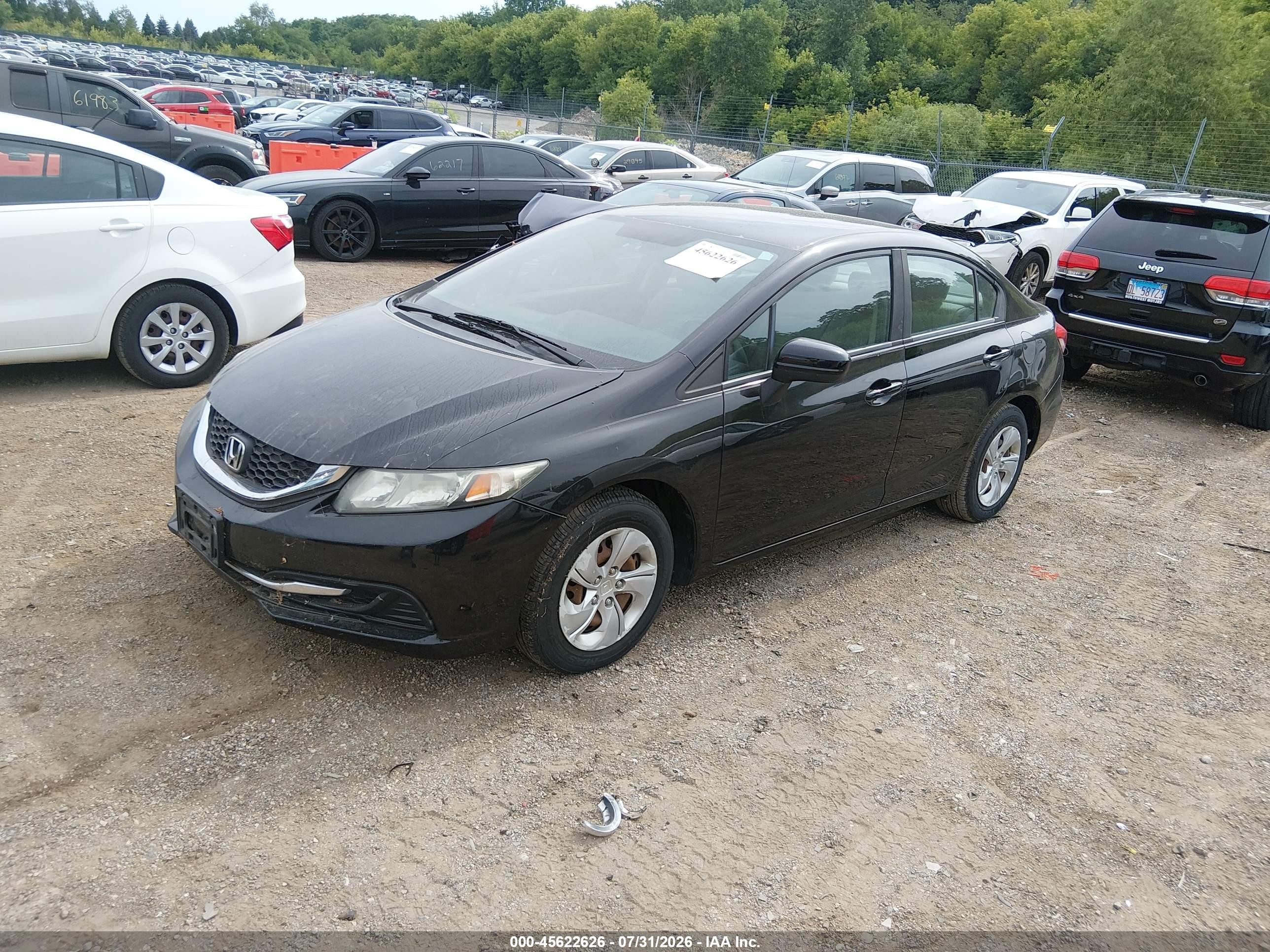 2014 Honda Civic Lx Black vin: 19XFB2F50EE004552