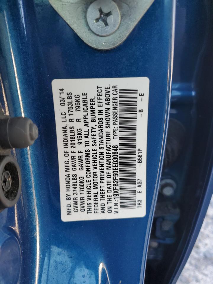 2014 Honda Civic Lx Blue vin: 19XFB2F50EE030648