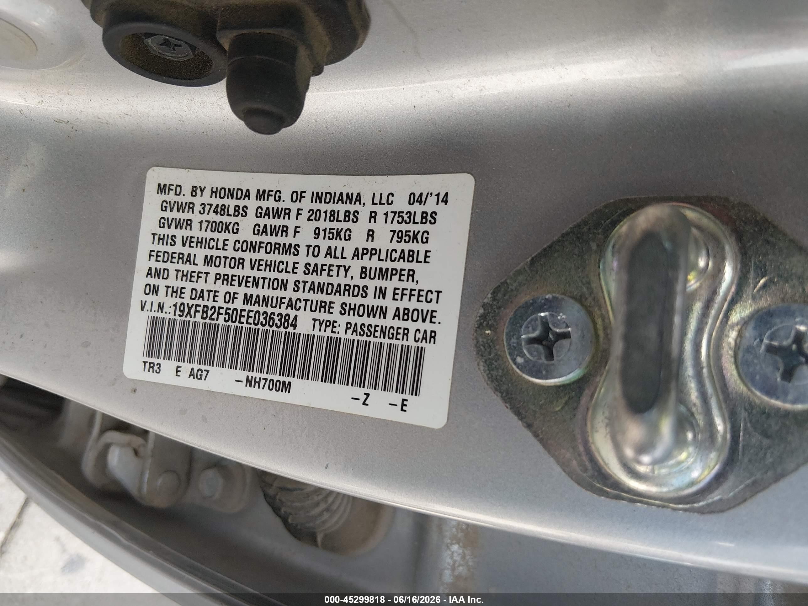 2014 Honda Civic Lx Silver vin: 19XFB2F50EE036384