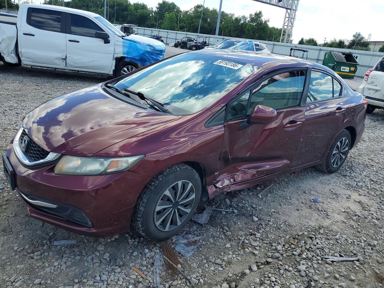 2014 Honda Civic Lx Maroon vin: 19XFB2F50EE039611