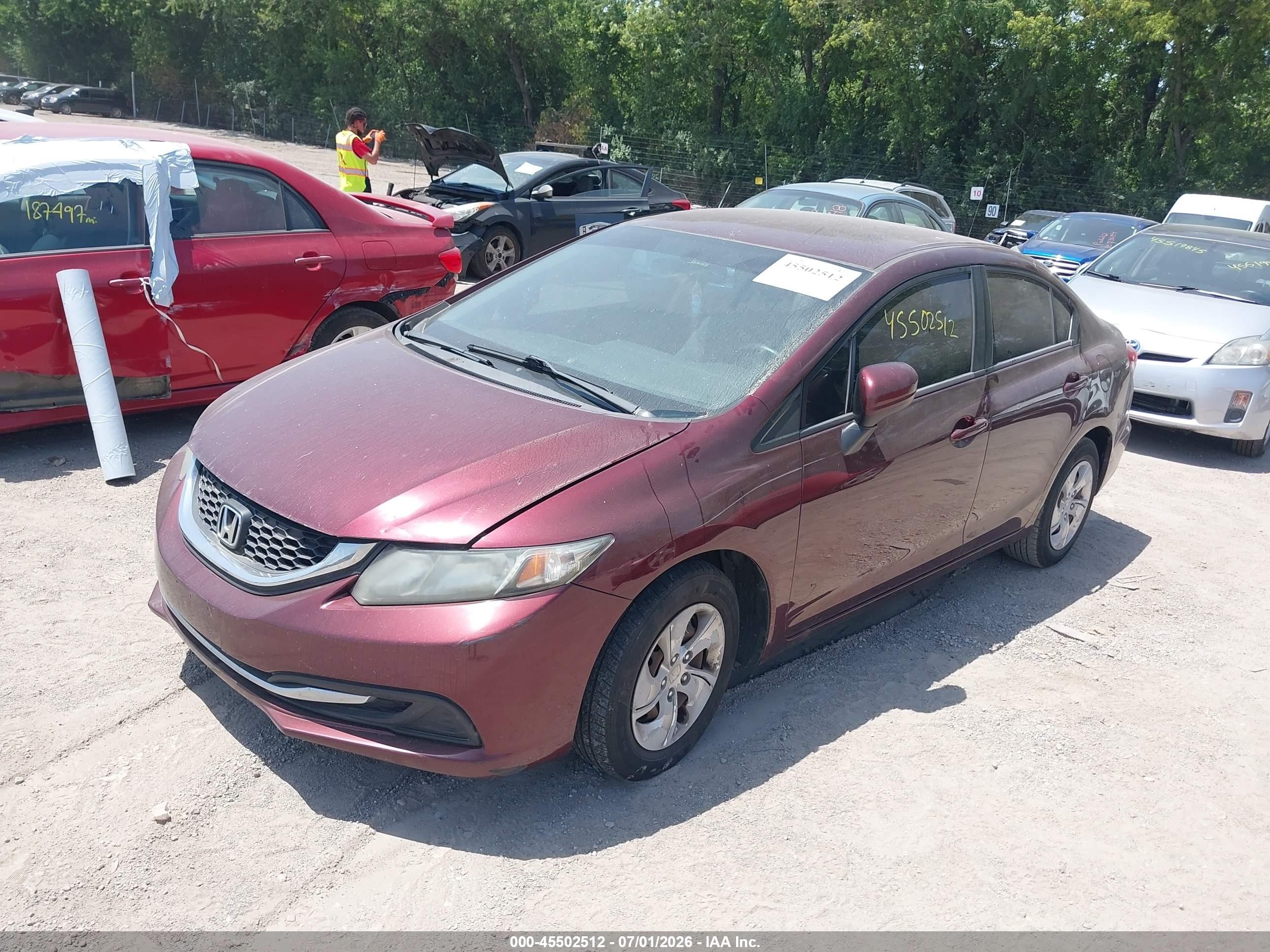 2014 Honda Civic Lx Maroon vin: 19XFB2F50EE041357